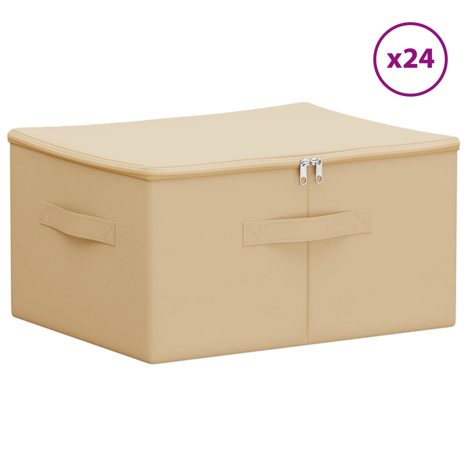 vidaXL Skrzynia do przechowywania 24 pcs kremowy 50 x 30 x 25 cm