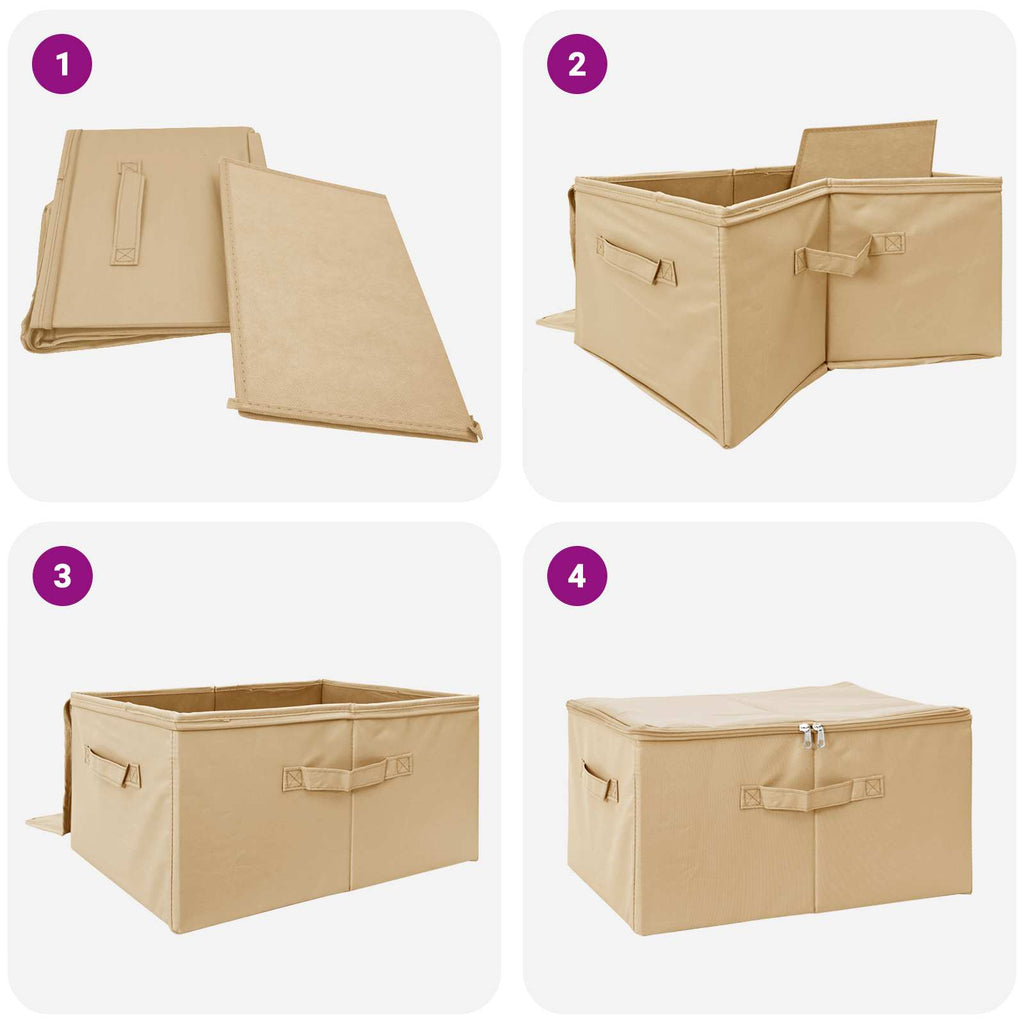vidaXL Skrzynia do przechowywania 24 pcs kremowy 50 x 30 x 25 cm