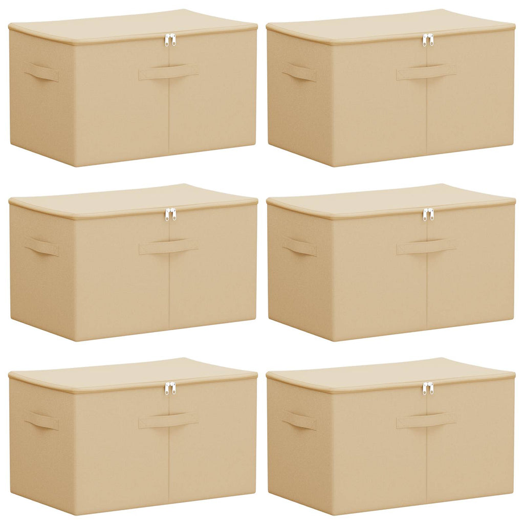 vidaXL Skrzynia do przechowywania 6 pcs kremowy 55 x 35 x 32 cm