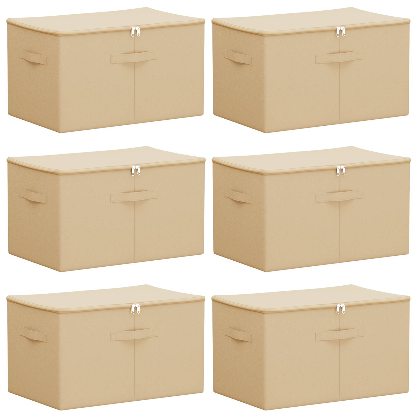vidaXL Skrzynia do przechowywania 6 pcs kremowy 55 x 35 x 32 cm