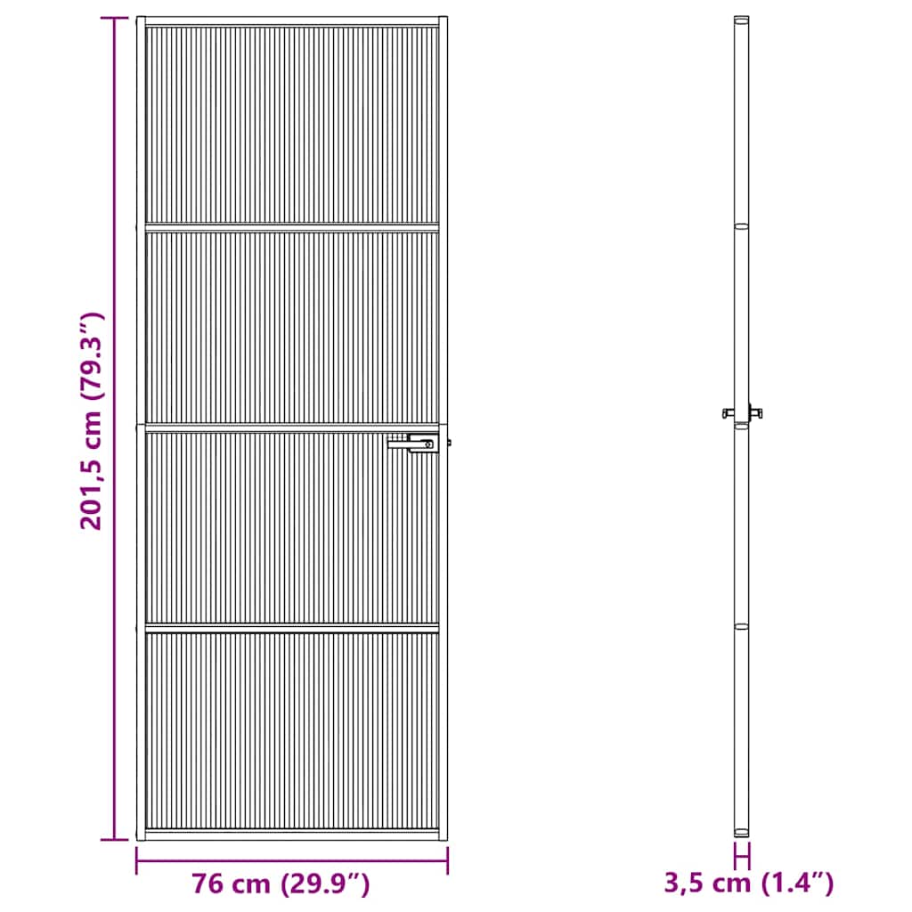 vidaXL Drzwi domowe 76 x 201,5 x 3,5 cm Aluminium i szkło hartowane