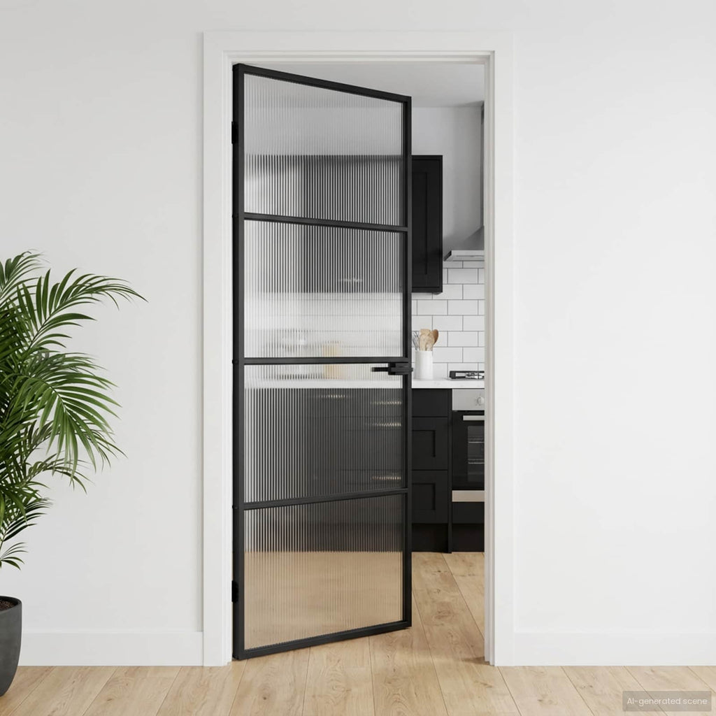 vidaXL Drzwi domowe 83 x 201,5 x 3,5 cm Aluminium i szkło hartowane