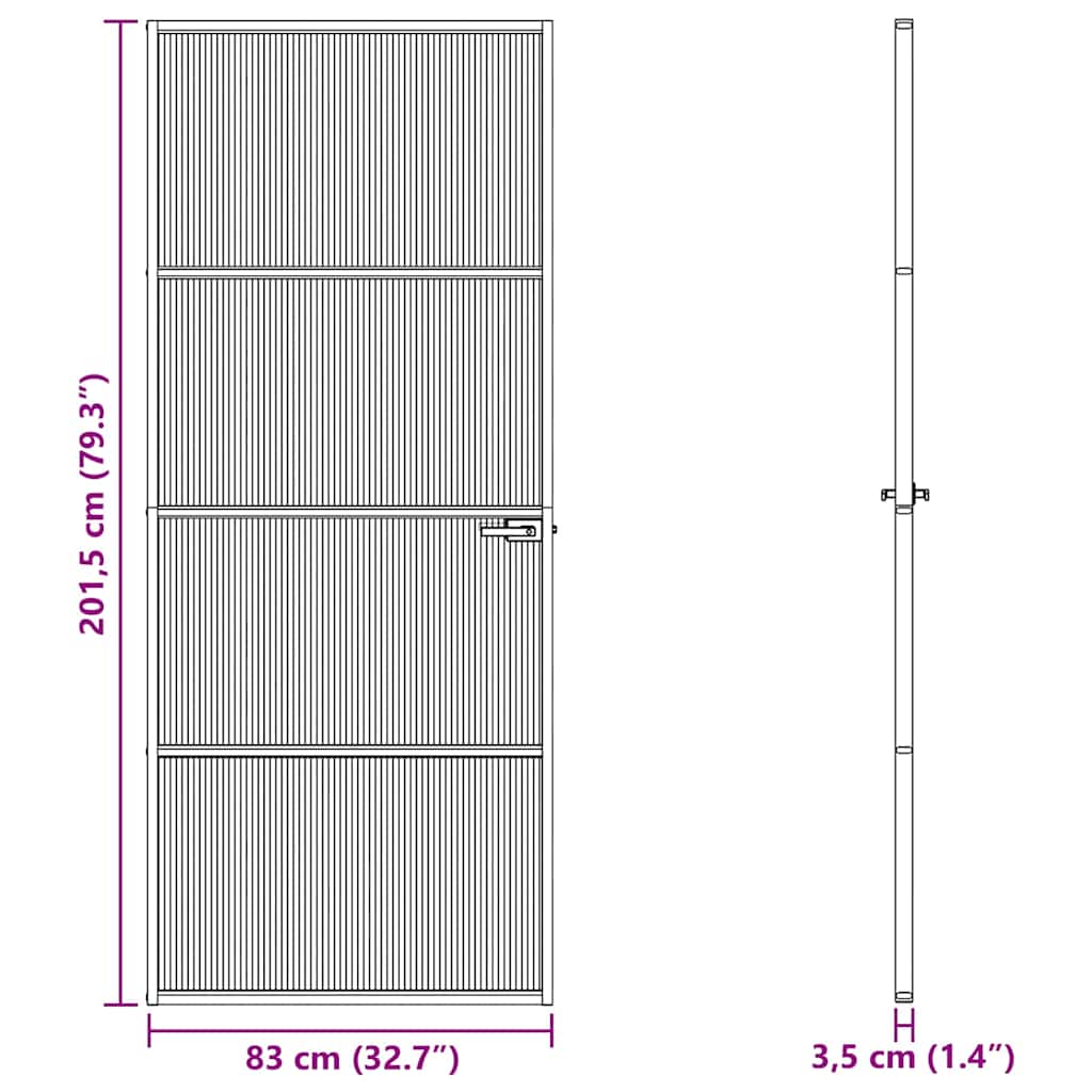 vidaXL Drzwi domowe 83 x 201,5 x 3,5 cm Aluminium i szkło hartowane