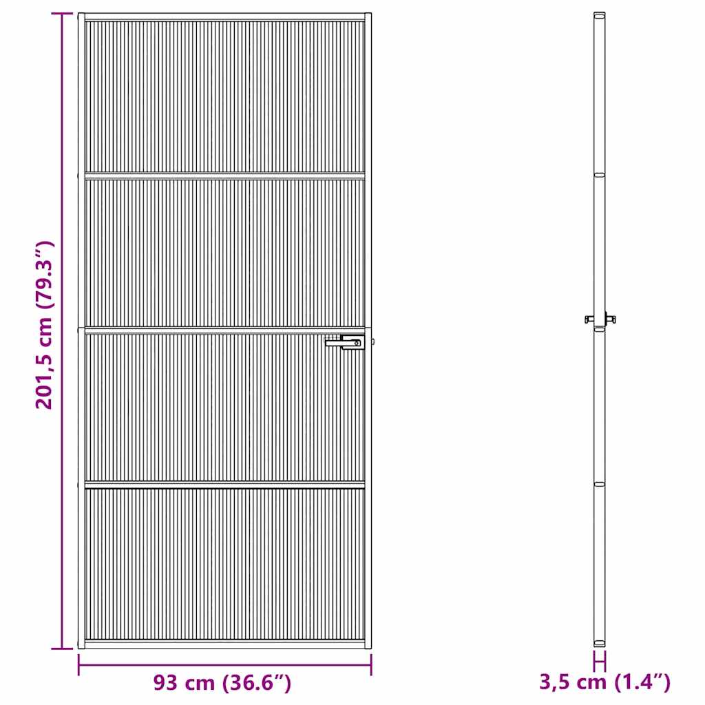 vidaXL Drzwi domowe 93 x 201,5 x 3,5 cm Aluminium i szkło hartowane