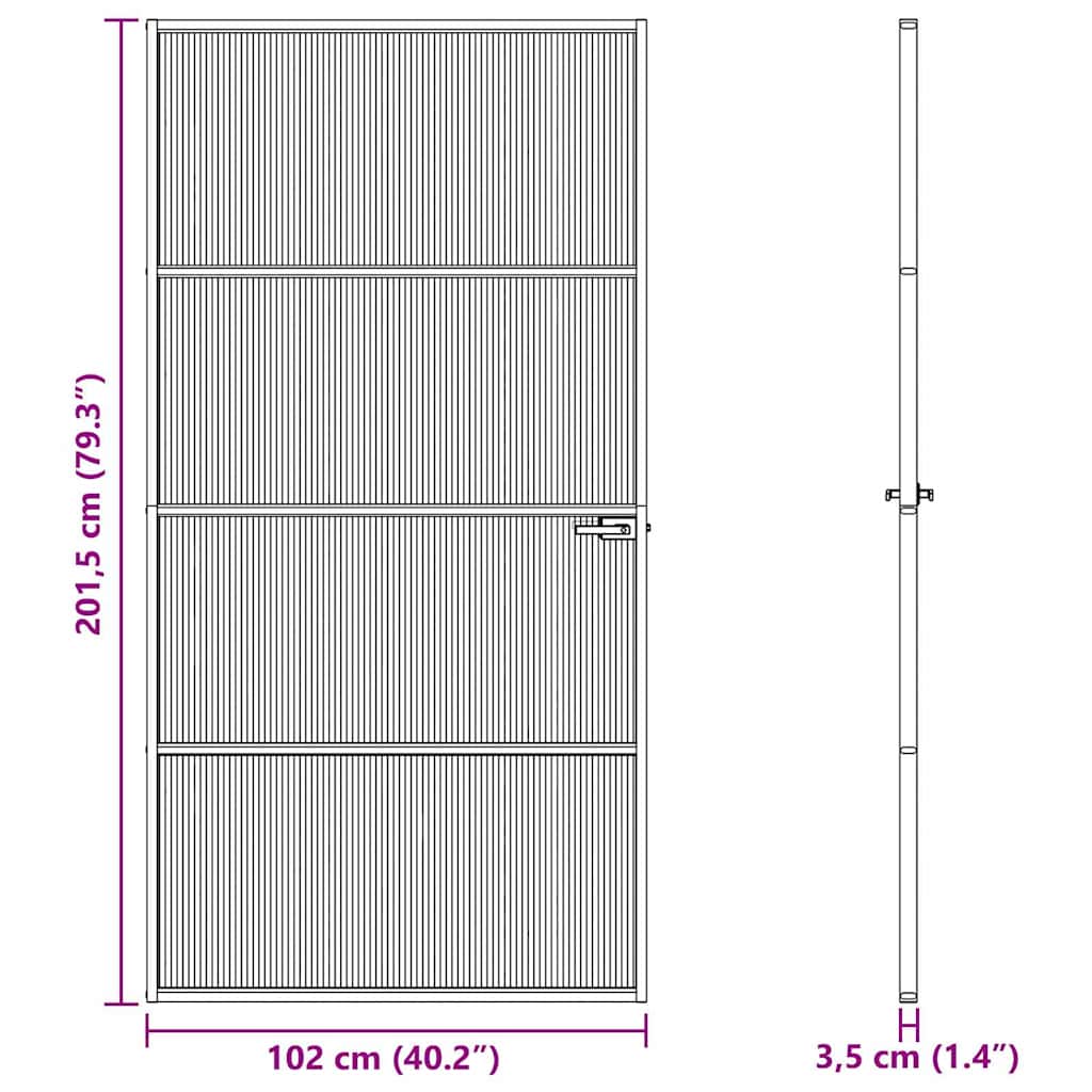 vidaXL Drzwi domowe 102 x 201,5 x 3,5 cm Aluminium i szkło hartowane
