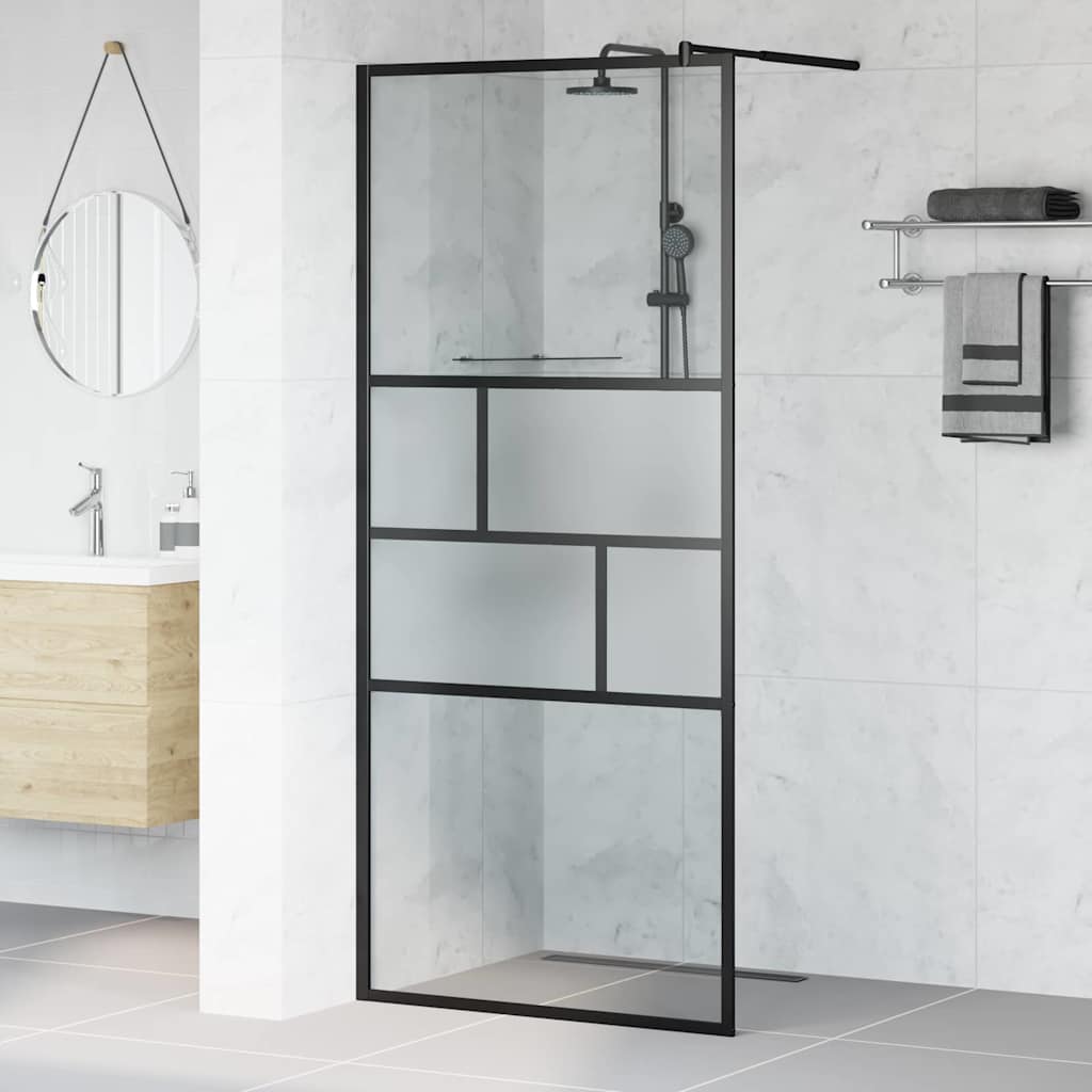 vidaXL Ściana prysznicowa typu walk-in Czarny 90 x 195 x 0,5 cm