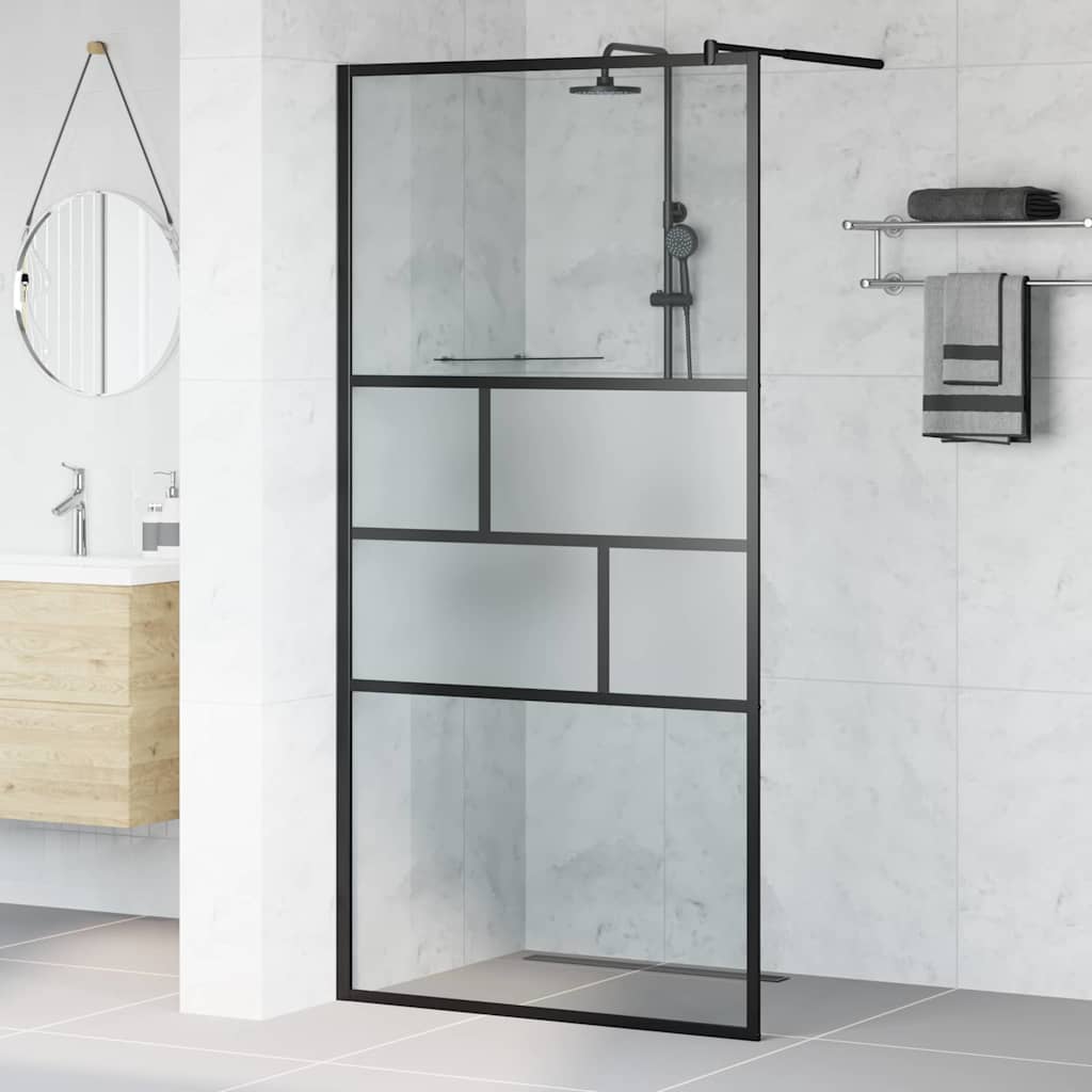 vidaXL Ściana prysznicowa typu walk-in Czarny 100 x 195 x 0,5 cm