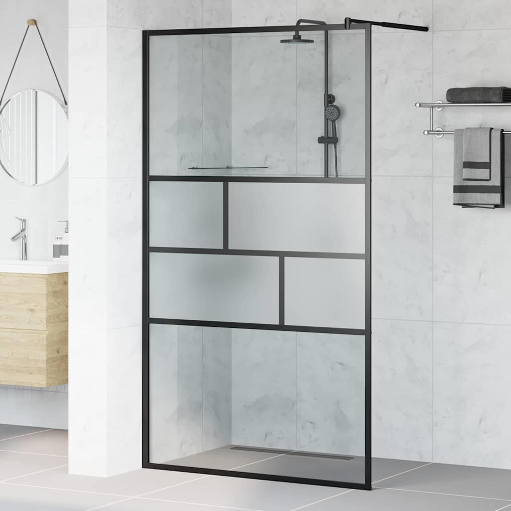 vidaXL Ściana prysznicowa typu walk-in Czarny 115 x 195 x 0,5 cm