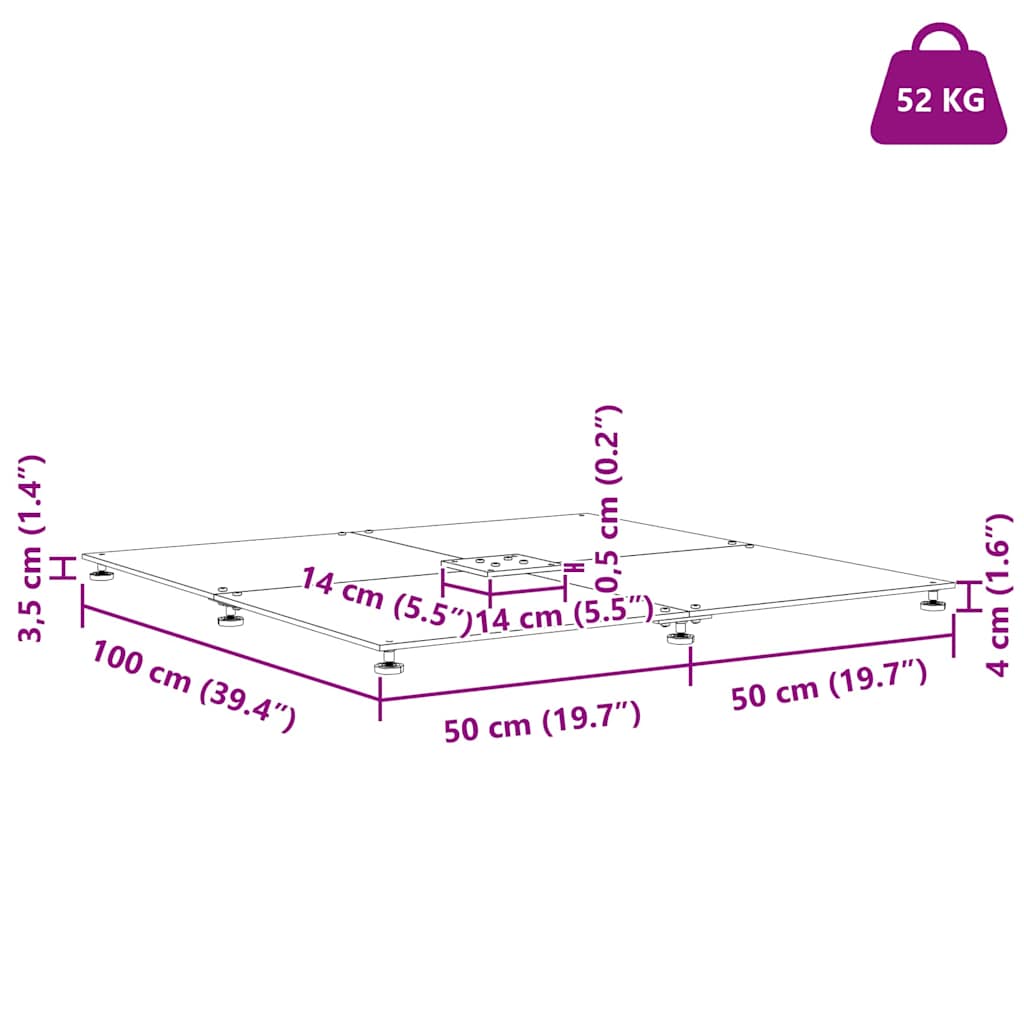 vidaXL Podstawa do parasola Czarny 100 x 100 x 4 cm Stal