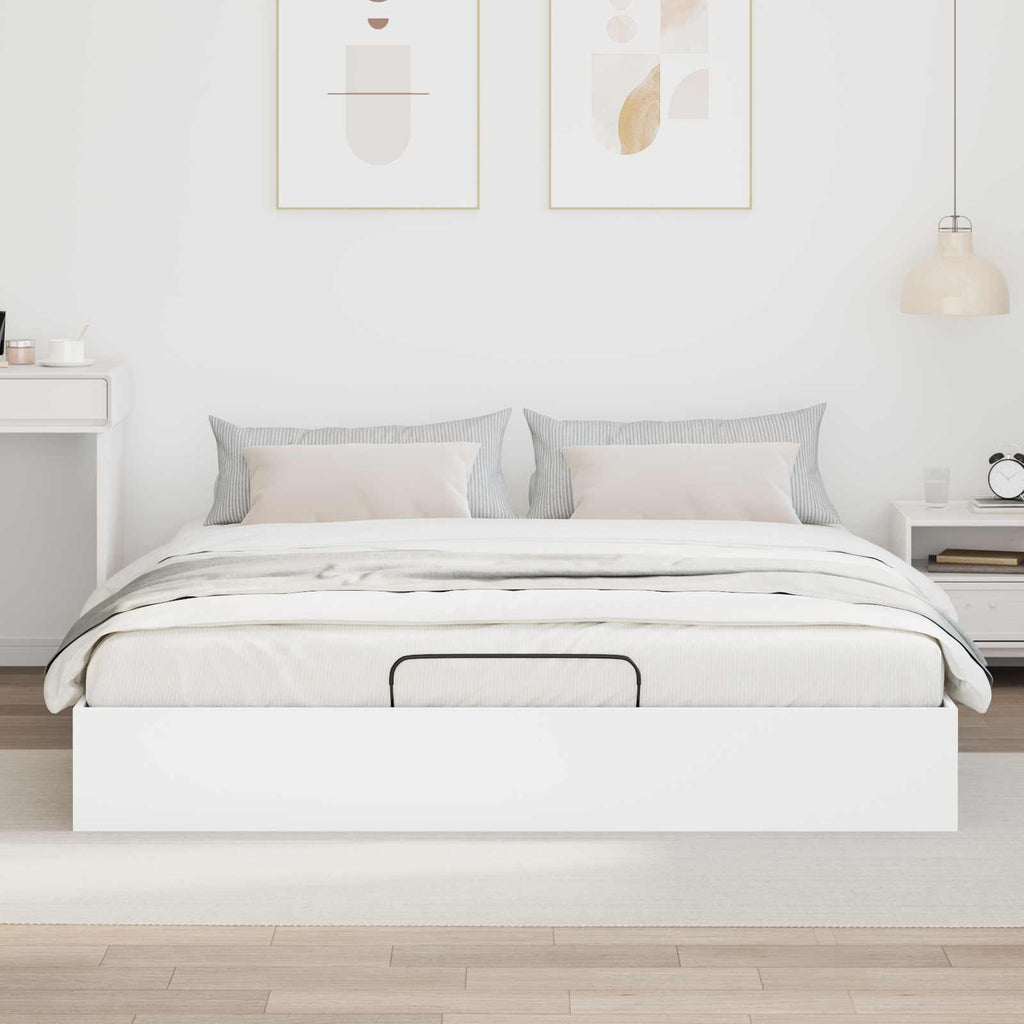 vidaXL Łóżko otomanowe Biały 203 x 180 x 25 cm Drewno inżynieryjne