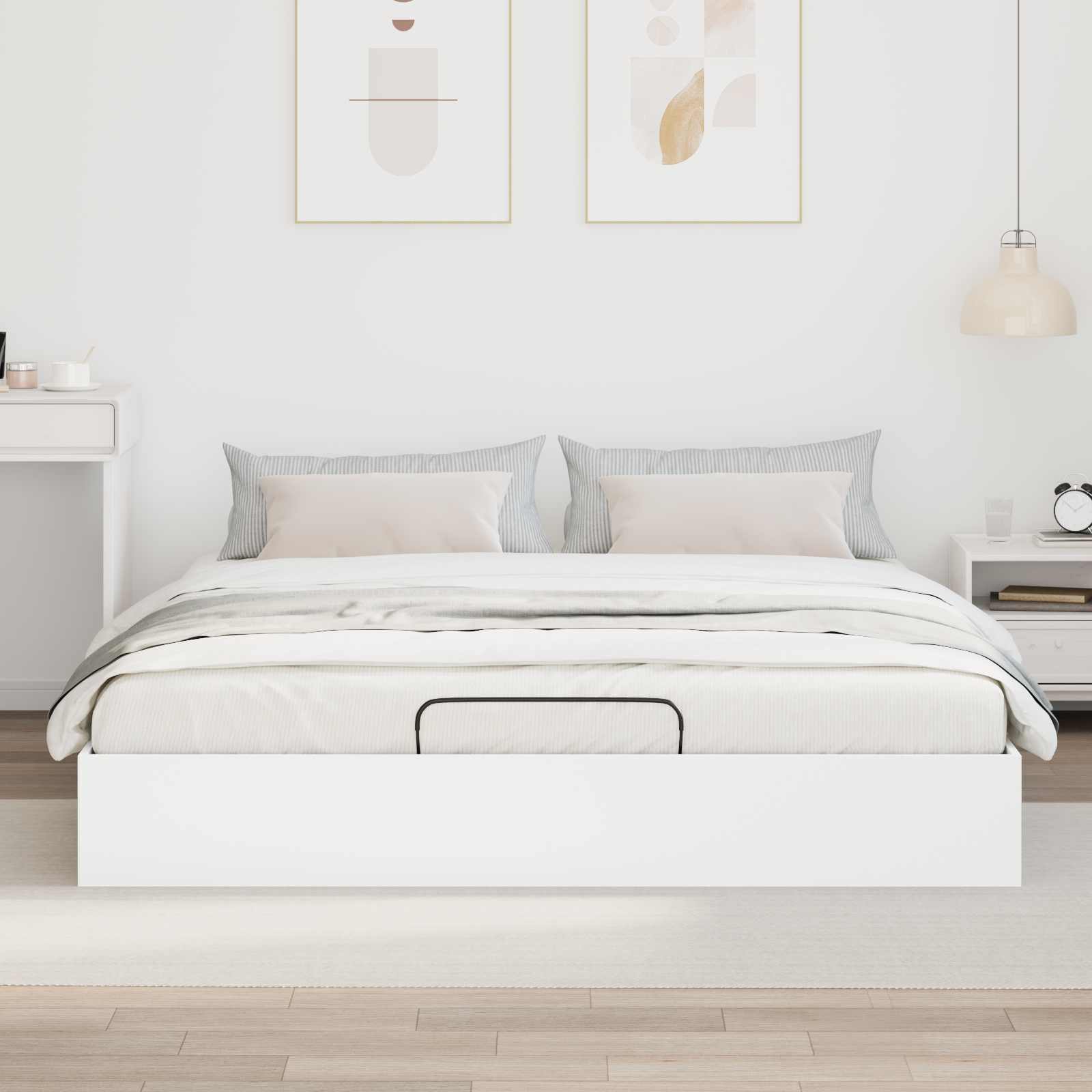 vidaXL Łóżko otomanowe Biały 203 x 180 x 25 cm Drewno inżynieryjne