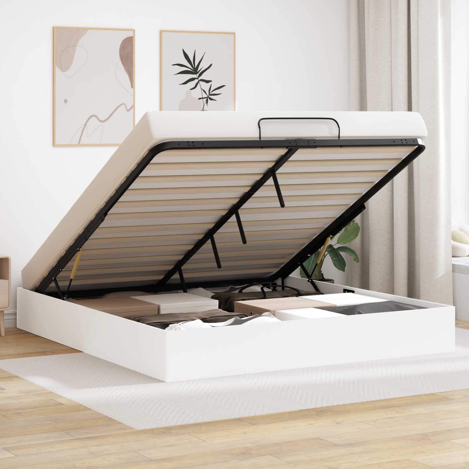 vidaXL Łóżko otomanowe Biały 203 x 160 x 25 cm Drewno inżynieryjne