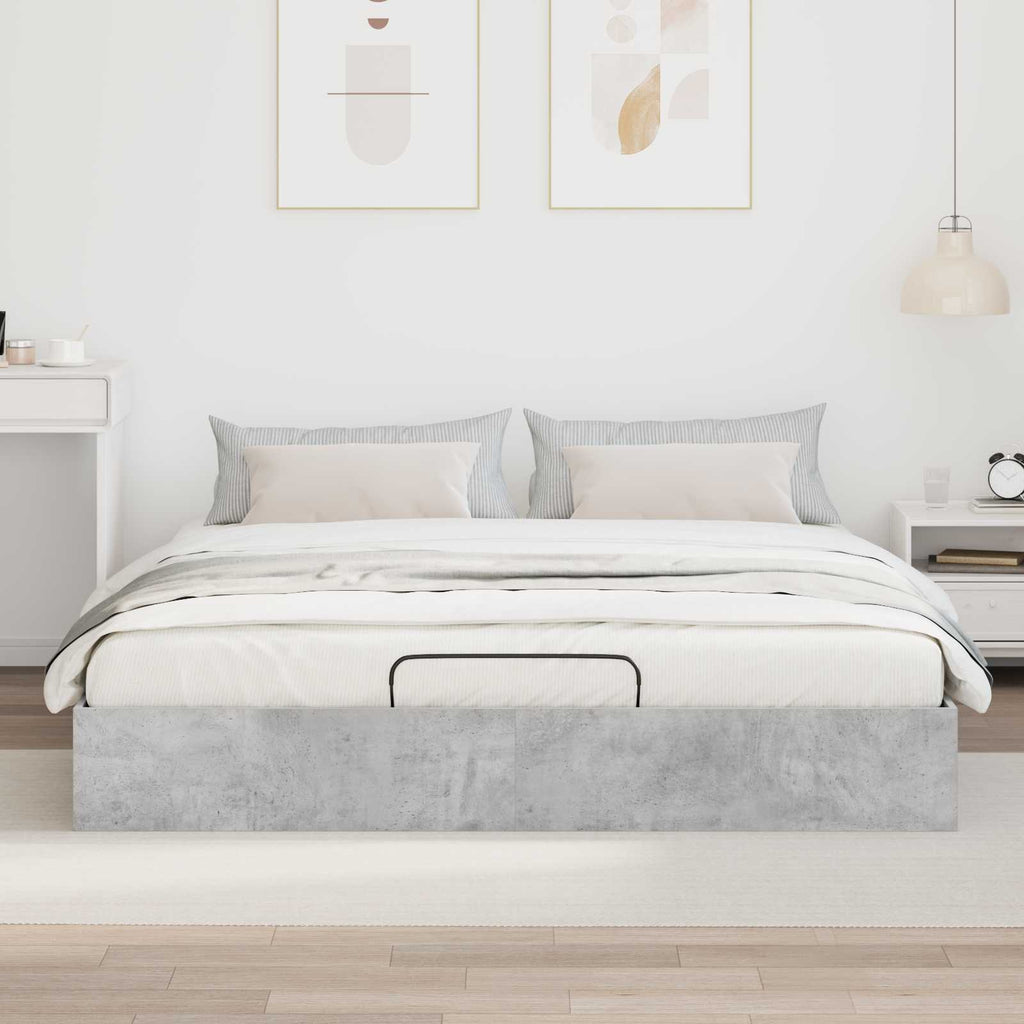 vidaXL Łóżko otomanowe Betonowy Szary 160 x 200 cm Drewno inżynieryjne
