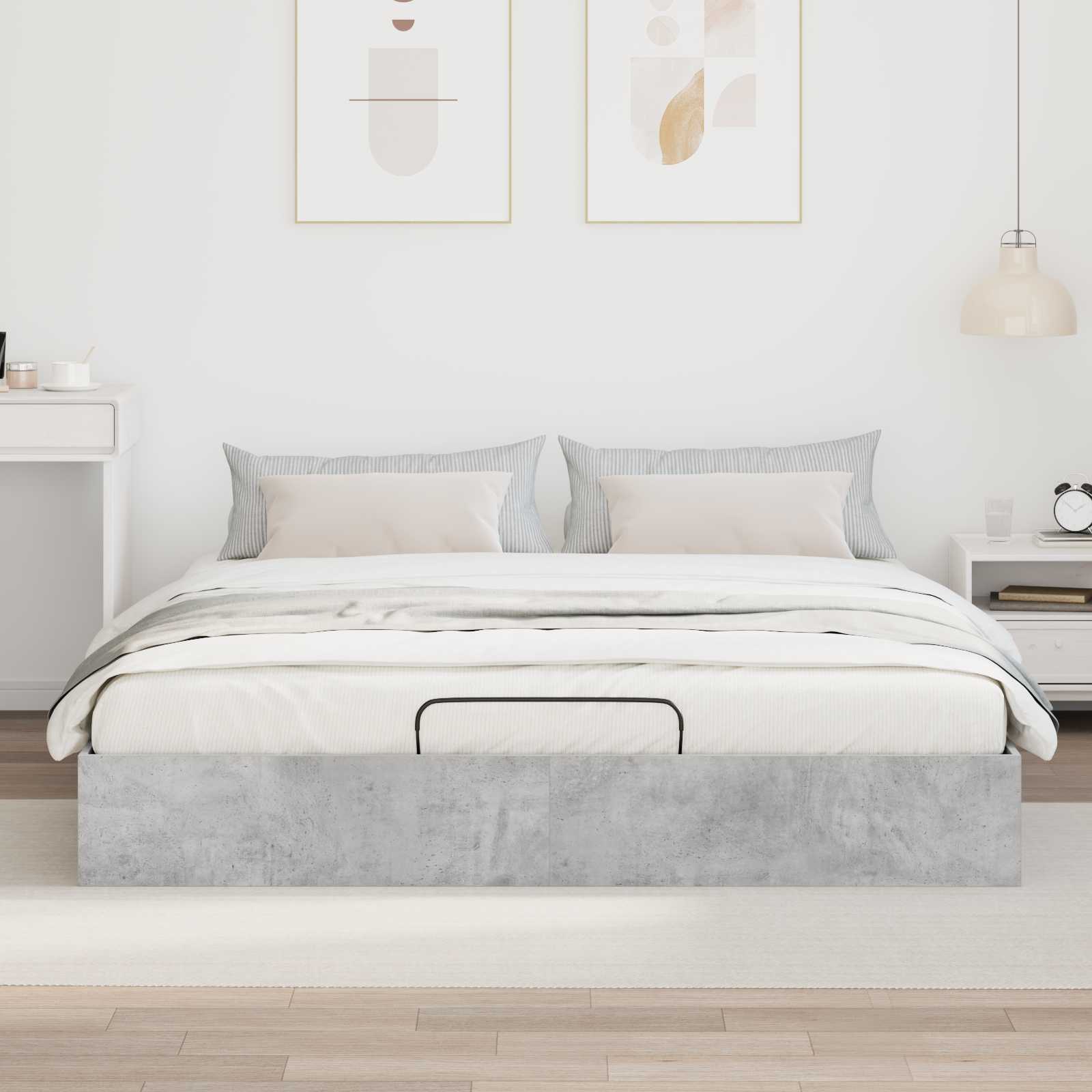 vidaXL Łóżko otomanowe Betonowy Szary 160 x 200 cm Drewno inżynieryjne