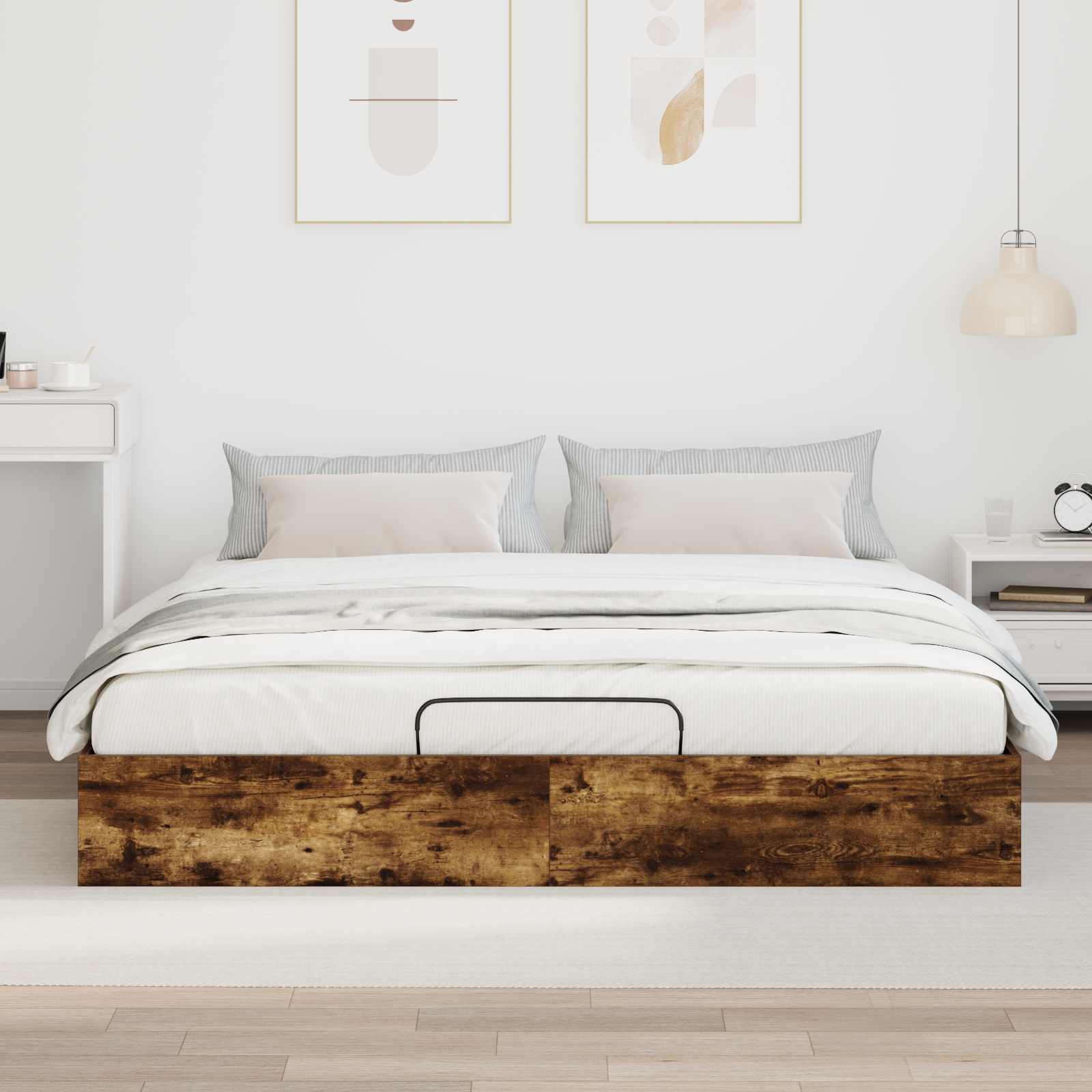 vidaXL Łóżko otomanowe z przechowywaniem Dąb Wędzony 203 x 160 x 25 cm
