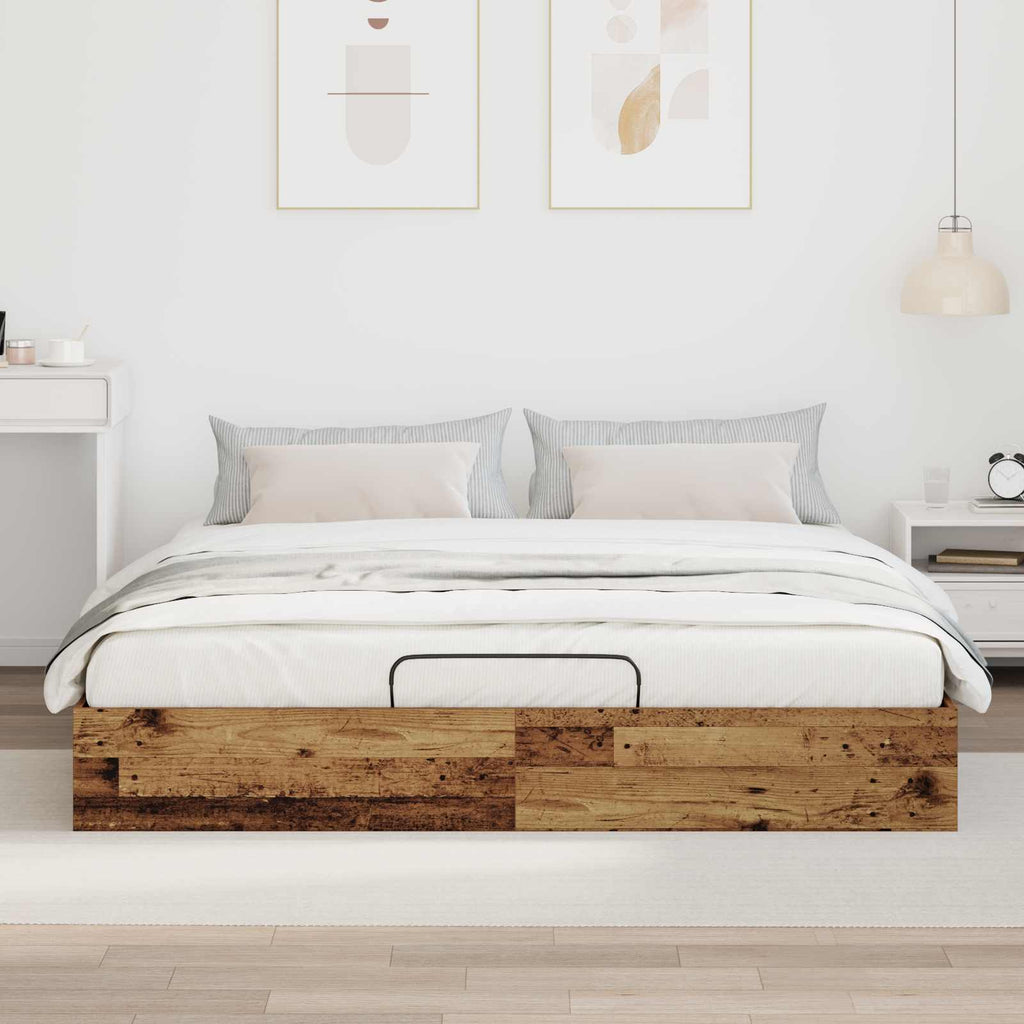 vidaXL Łóżko otomanowe Stare drewno 160 x 200 cm Drewno inżynieryjne