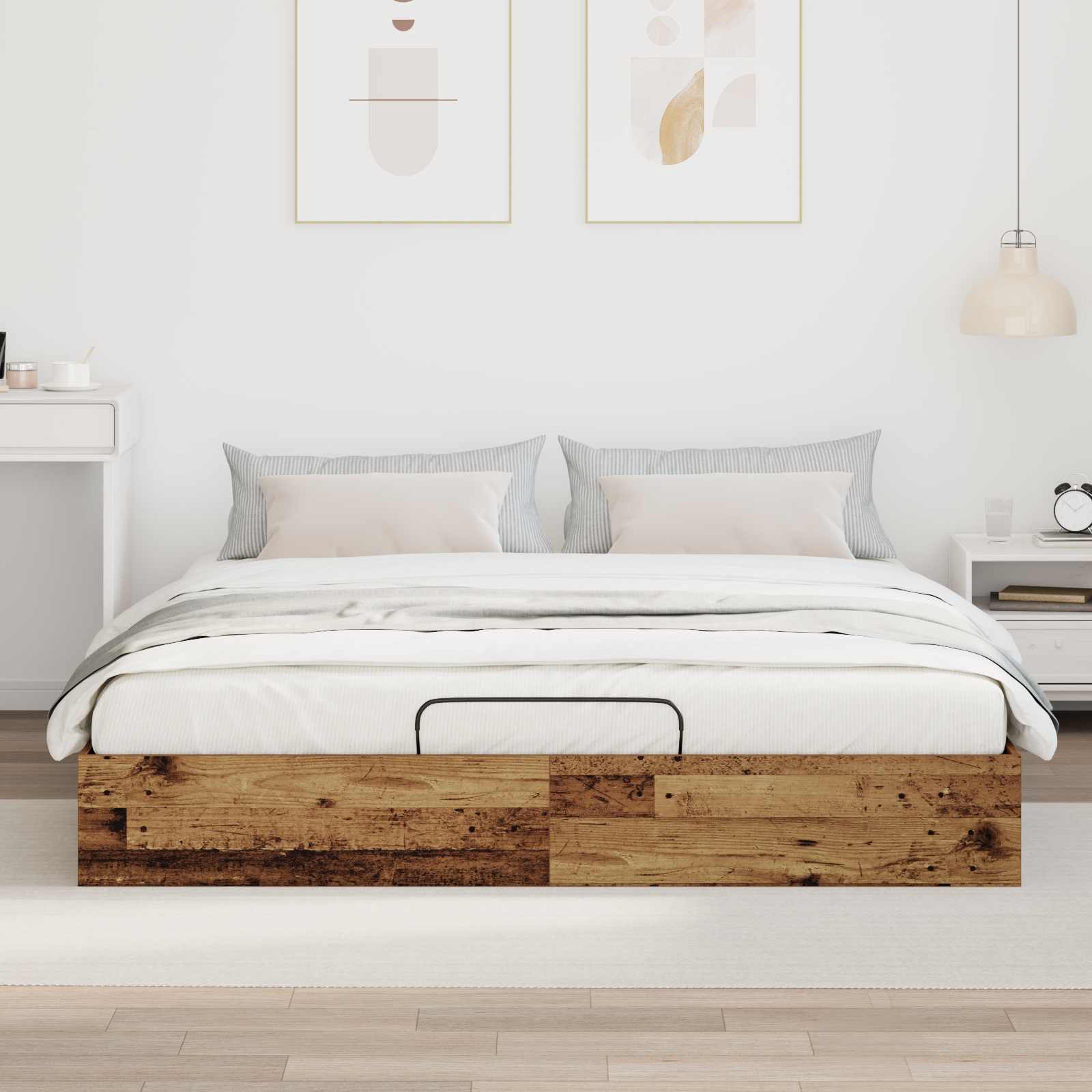 vidaXL Łóżko otomanowe Stare drewno 160 x 200 cm Drewno inżynieryjne