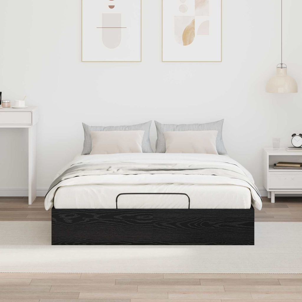 vidaXL Łóżko otomanowe z przechowywaniem Czarny Dąb 203 x 150 x 25 cm