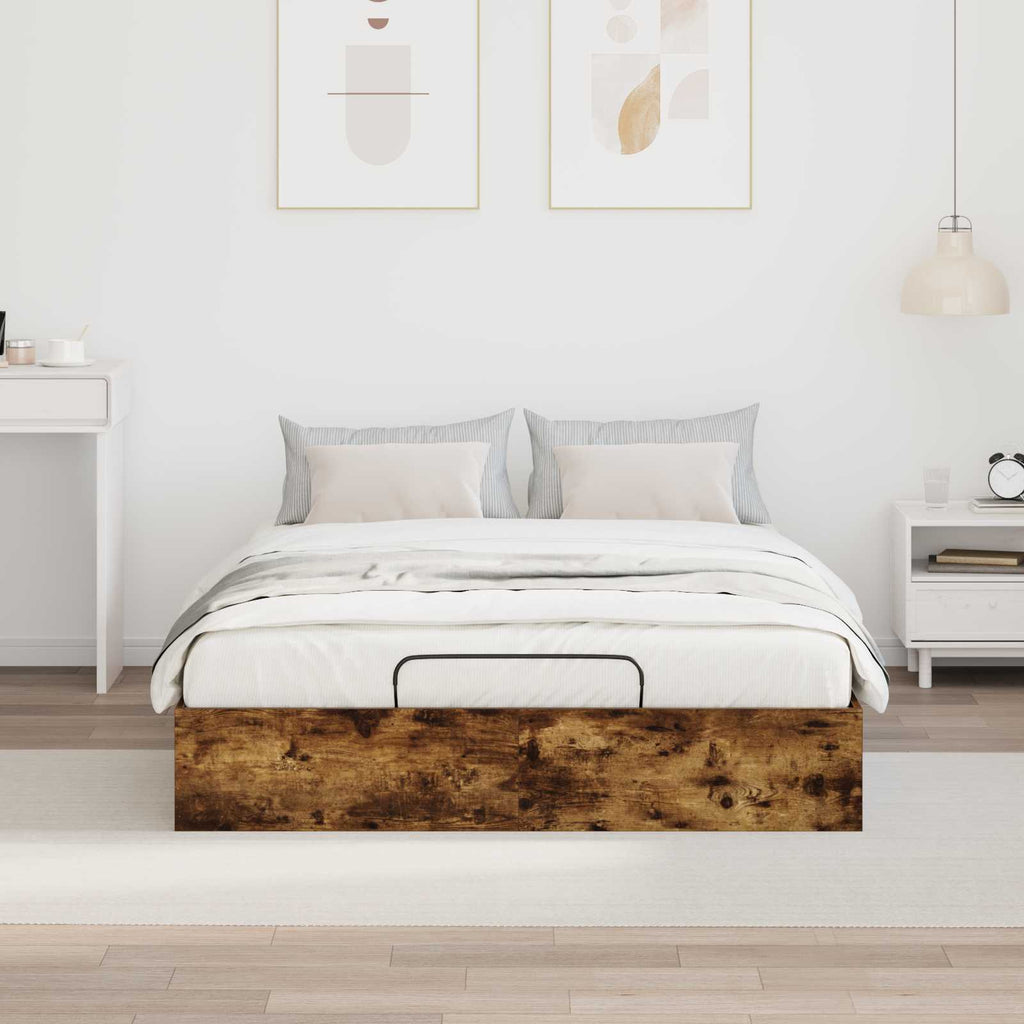 vidaXL Łóżko otomanowe z przechowywaniem Dąb Wędzony 203 x 150 x 25 cm