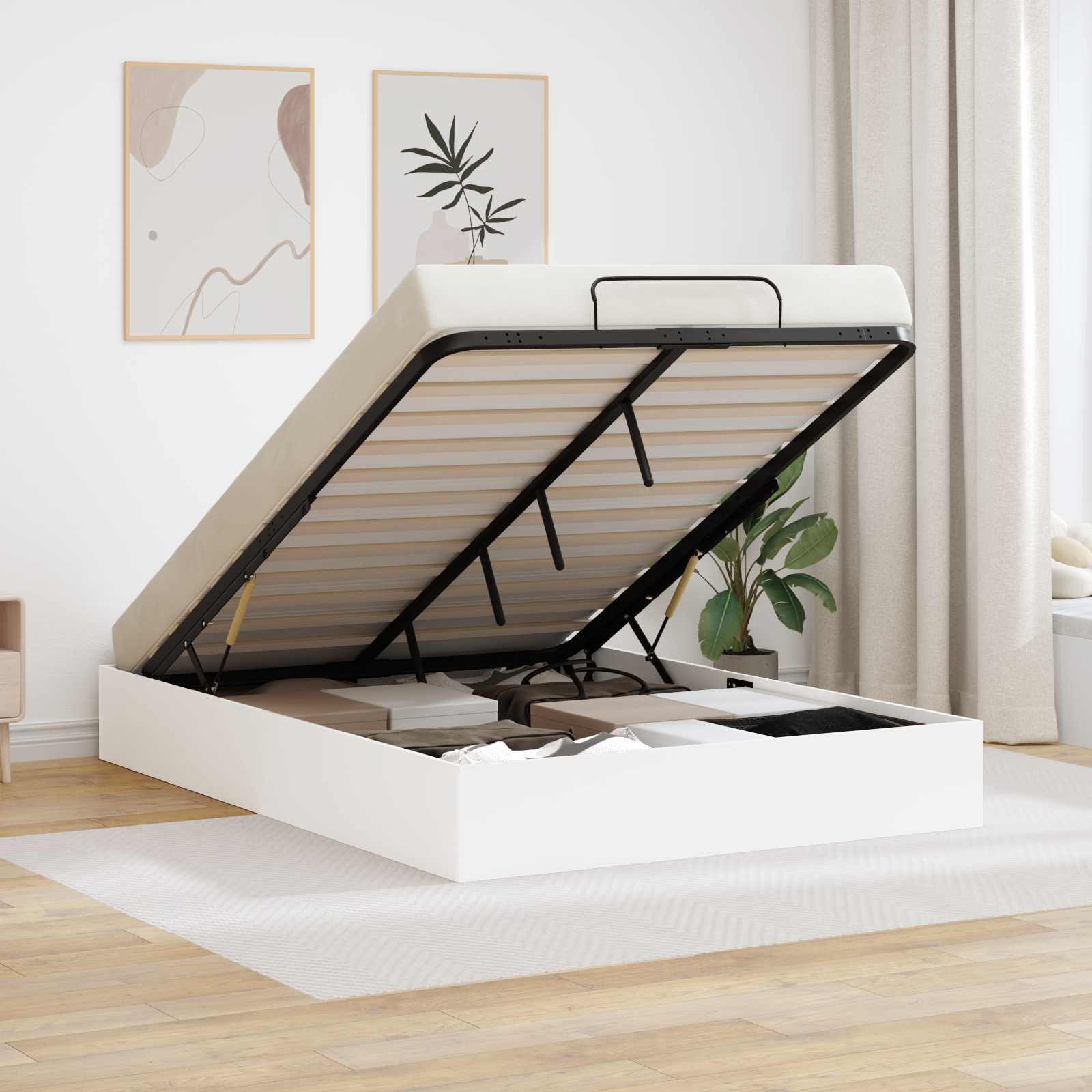 vidaXL Łóżko otomanowe Biały 203 x 140 x 25 cm Drewno inżynieryjne