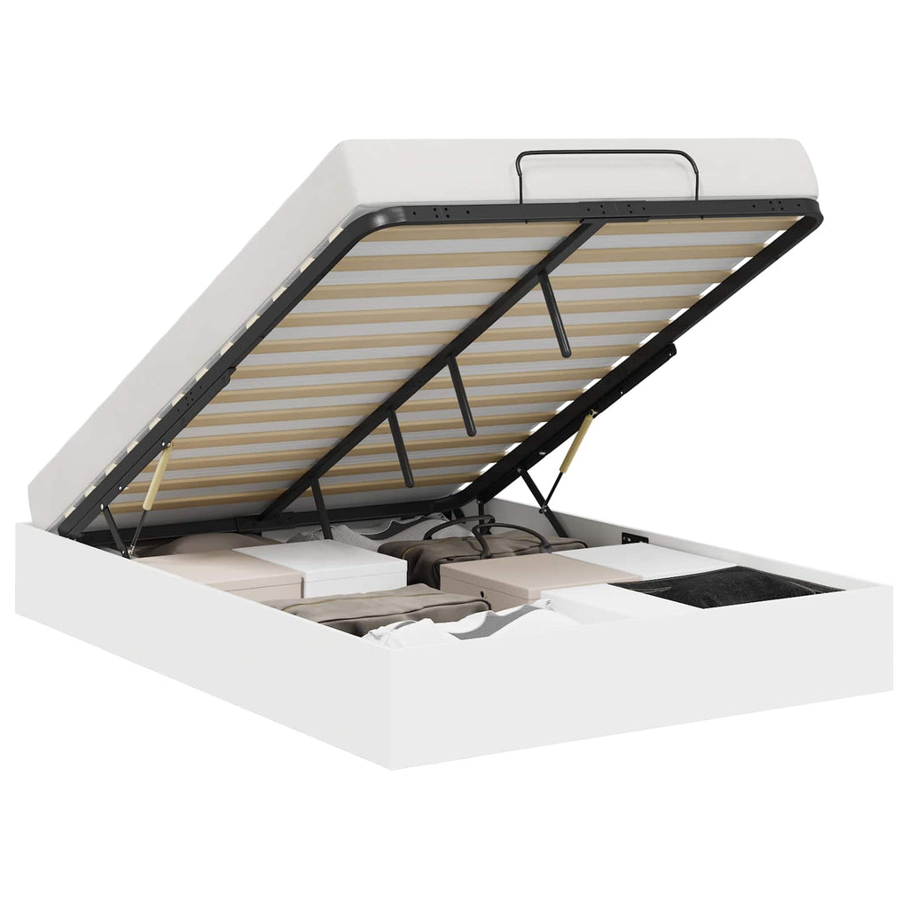 vidaXL Łóżko otomanowe Biały 203 x 140 x 25 cm Drewno inżynieryjne