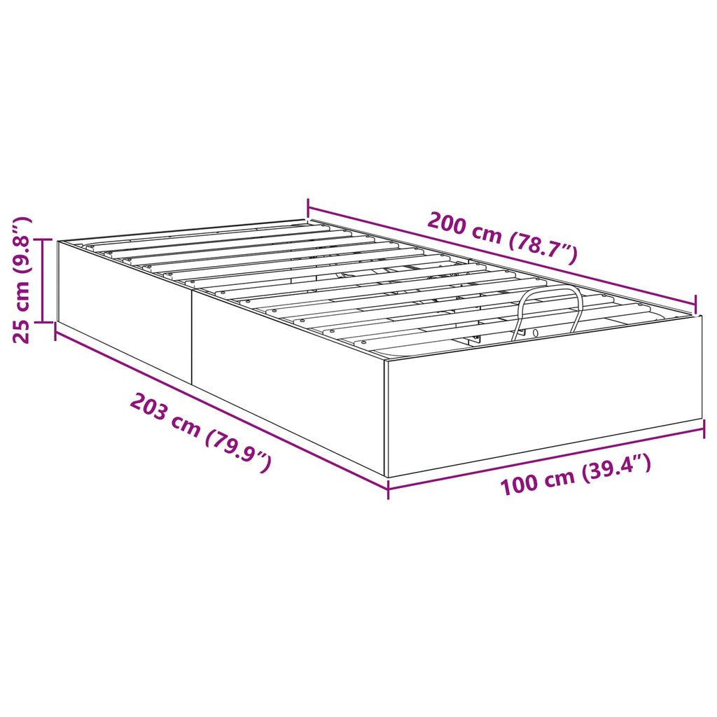 vidaXL Łóżko otomanowe Betonowy Szary 100 x 200 cm Drewno inżynieryjne