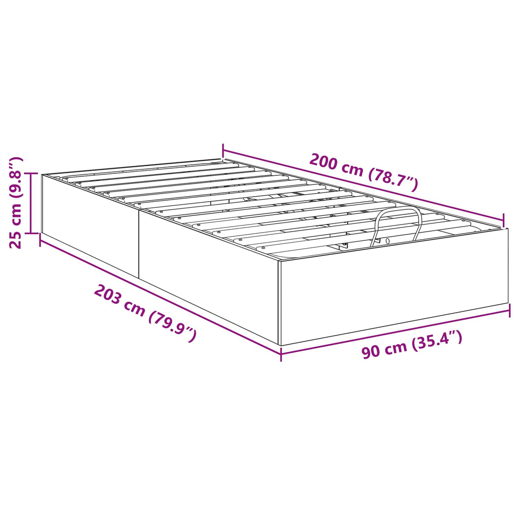 vidaXL Łóżko otomanowe Betonowy Szary 90 x 200 cm Drewno inżynieryjne