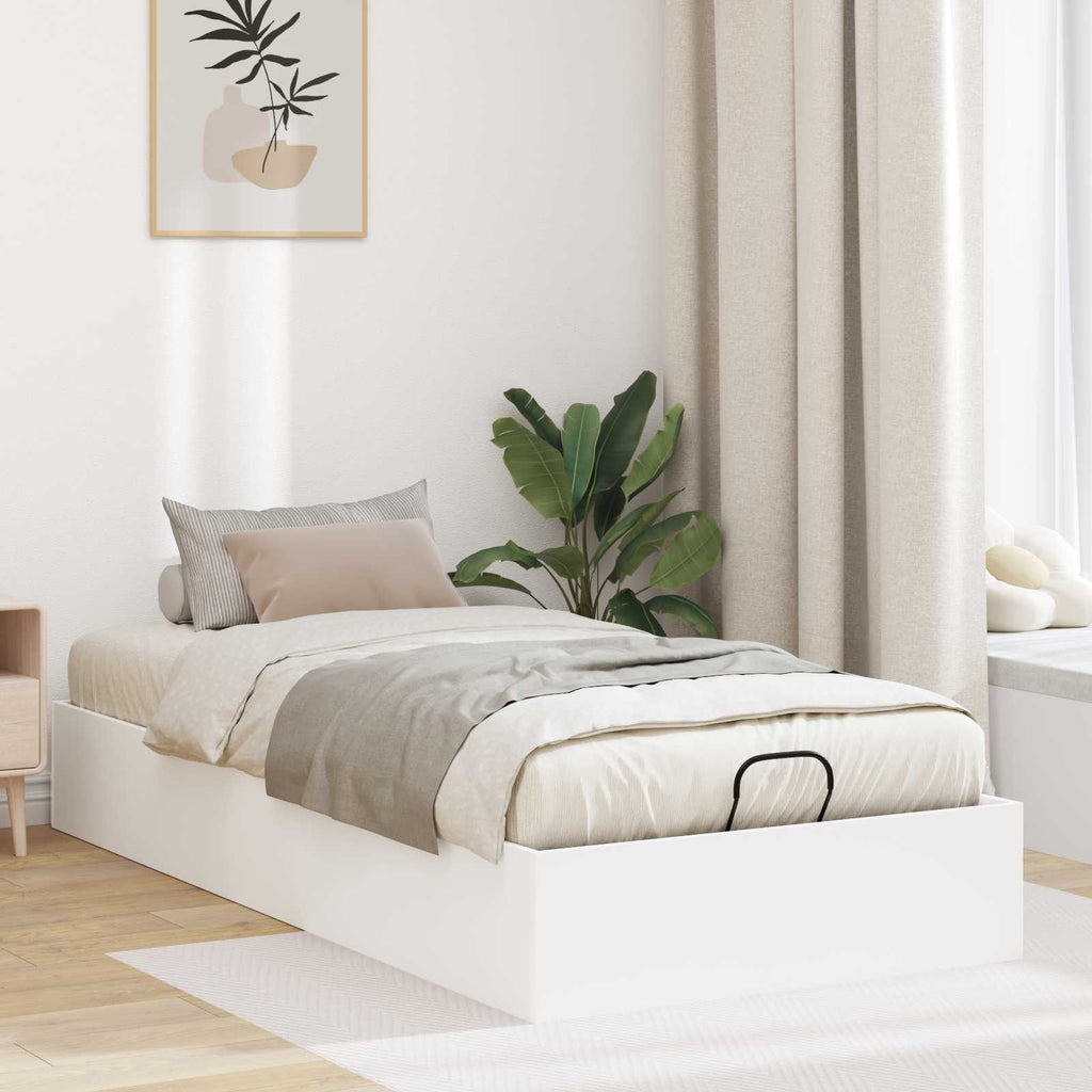vidaXL Łóżko otomanowe Biały 80,5 x 200 cm Drewno inżynieryjne