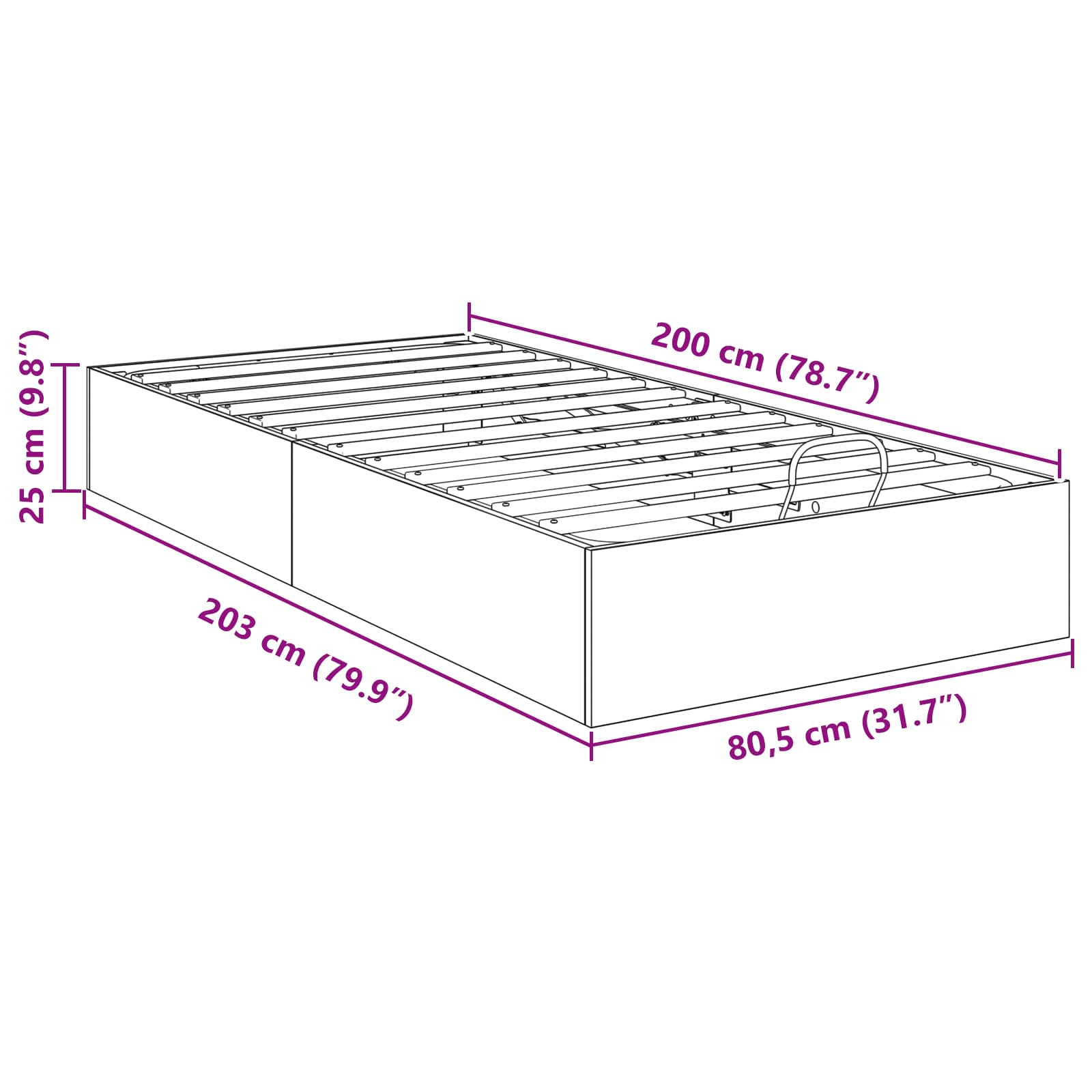 vidaXL Łóżko otomanowe z przechowywaniem Betonowy Szary 80,5 x 200 cm