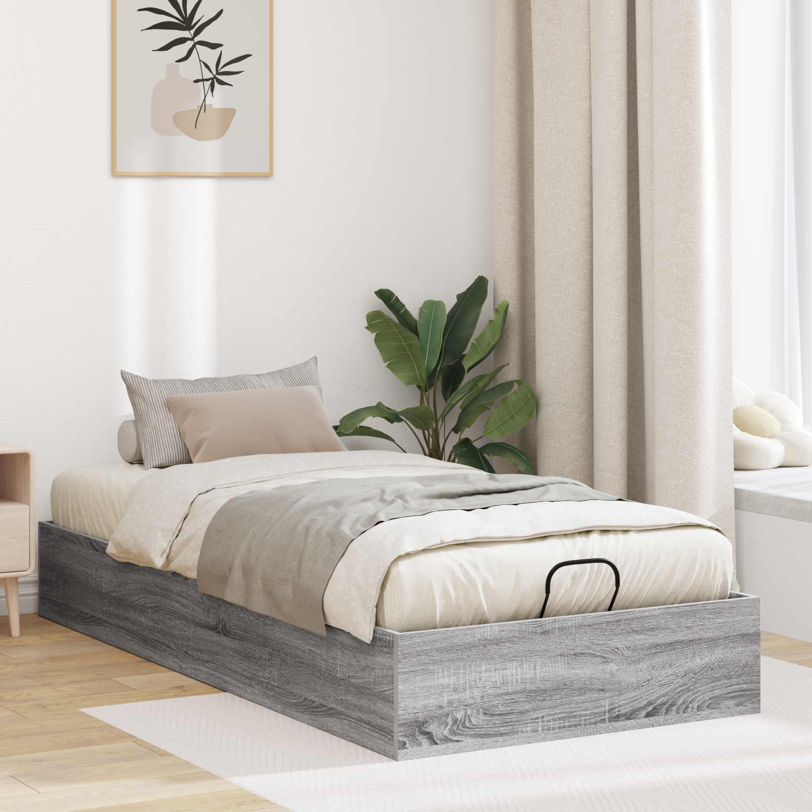 vidaXL Łóżko otomanowe Szary Sonoma 80,5 x 200 cm Drewno inżynieryjne