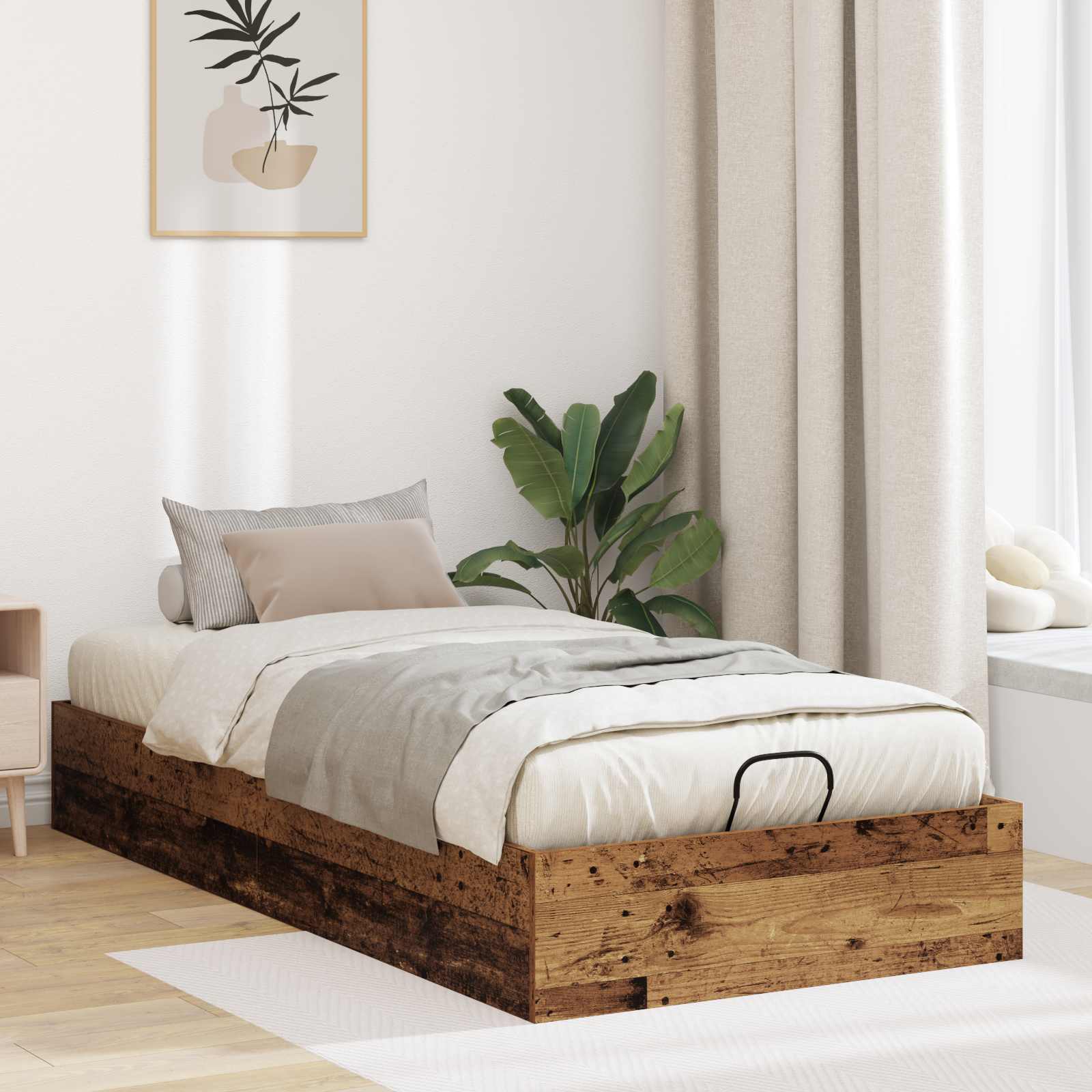 vidaXL Łóżko otomanowe Stare drewno 80,5 x 200 cm Drewno inżynieryjne