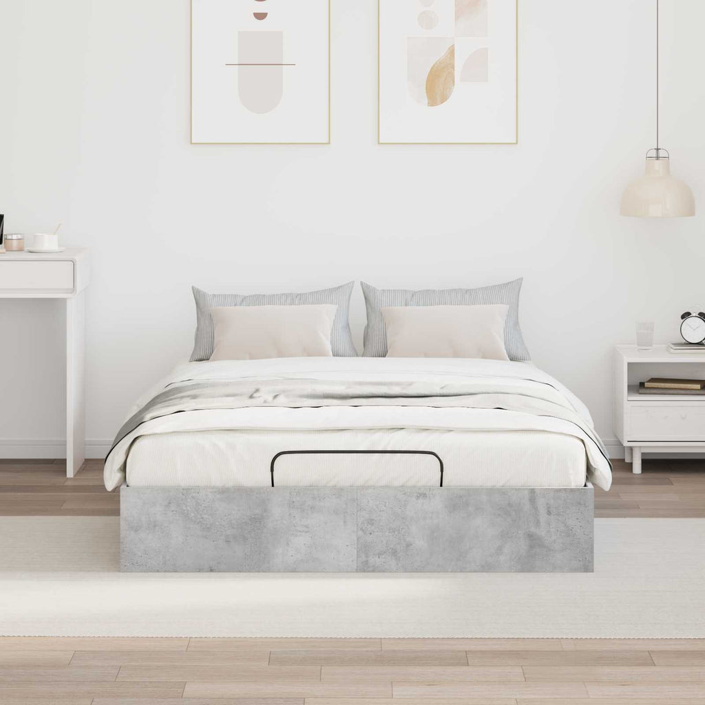 vidaXL Łóżko otomanowe Betonowy Szary 135 x 190 cm Drewno inżynieryjne