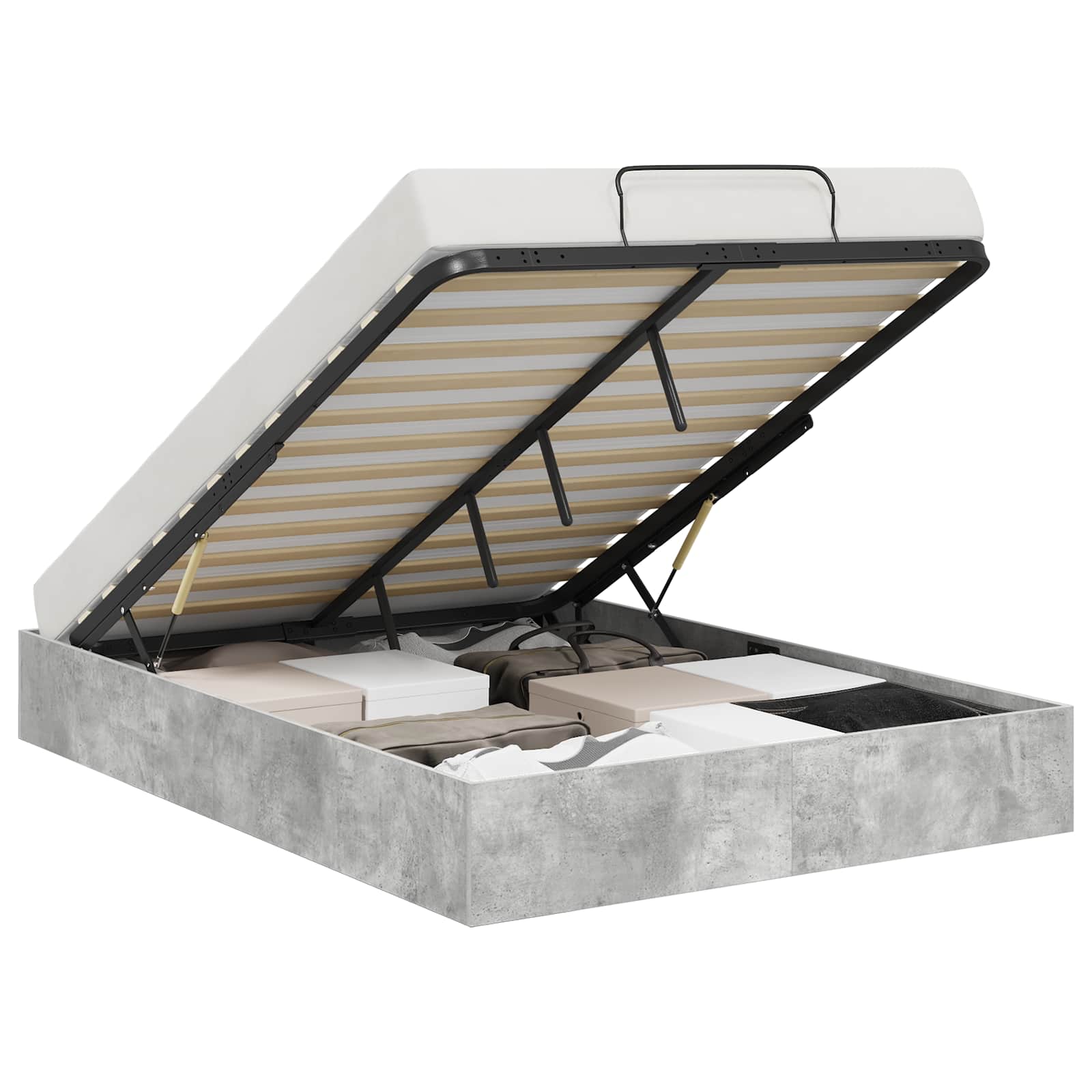 vidaXL Łóżko otomanowe Betonowy Szary 135 x 190 cm Drewno inżynieryjne