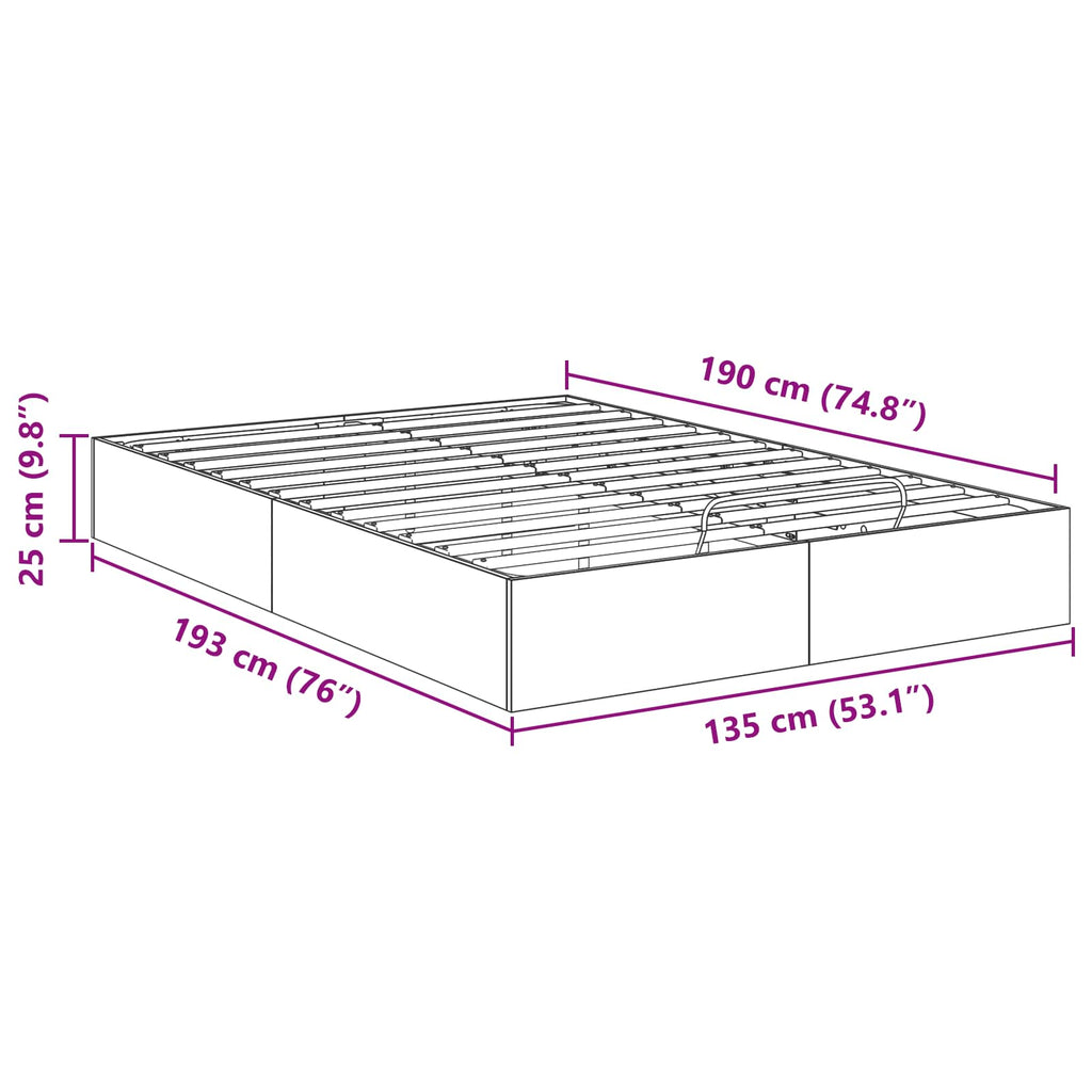 vidaXL Łóżko otomanowe Betonowy Szary 135 x 190 cm Drewno inżynieryjne