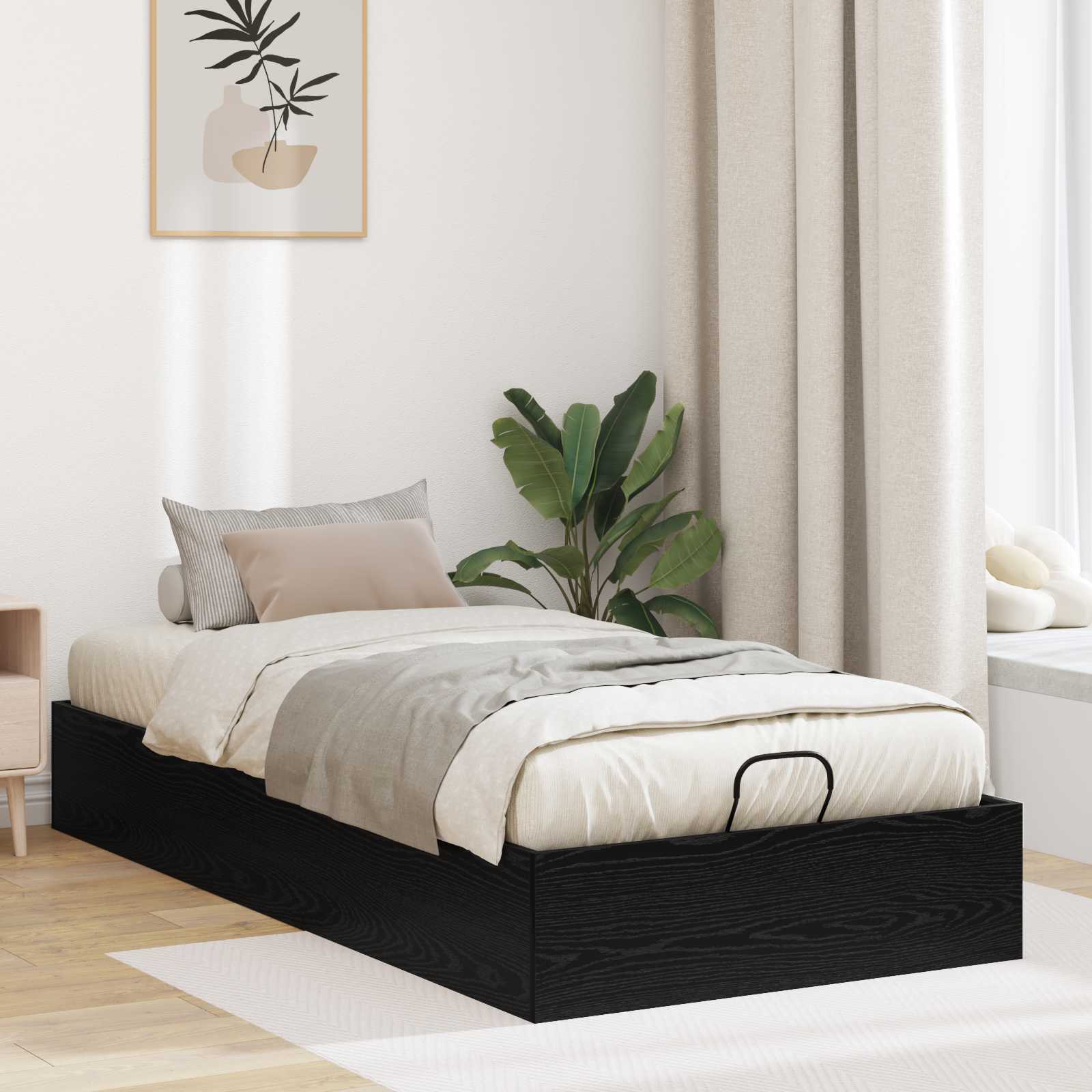vidaXL Łóżko otomanowe Czarny Dąb 193 x 90 x 25 cm Drewno inżynieryjne