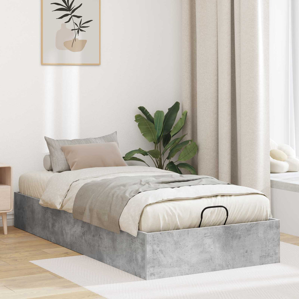 vidaXL Łóżko otomanowe z przechowywaniem Betonowy Szary 75,5 x 190 cm