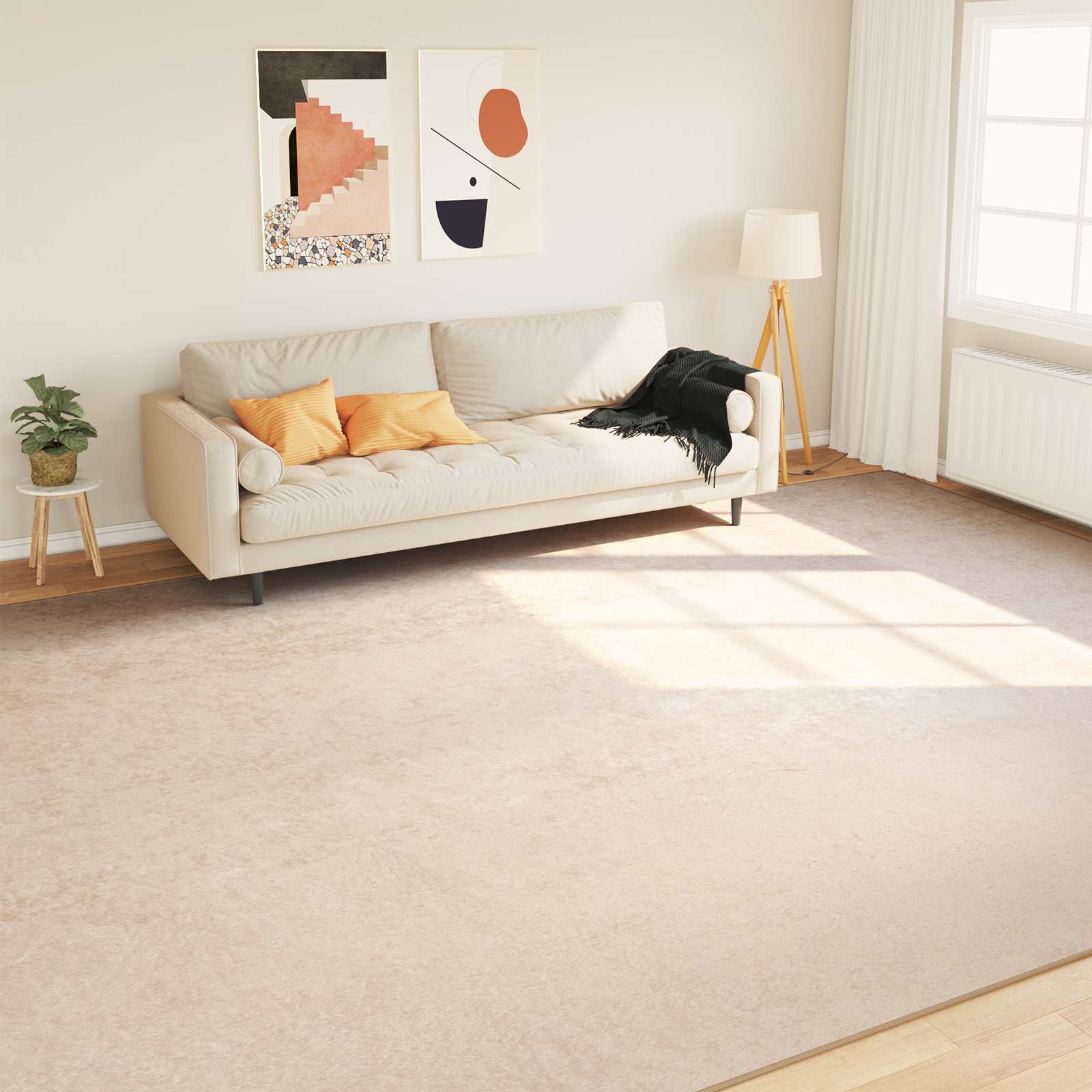 vidaXL Chodnik dywanowy MARSA Kremowy 300 x 400 cm Poliester i PVC