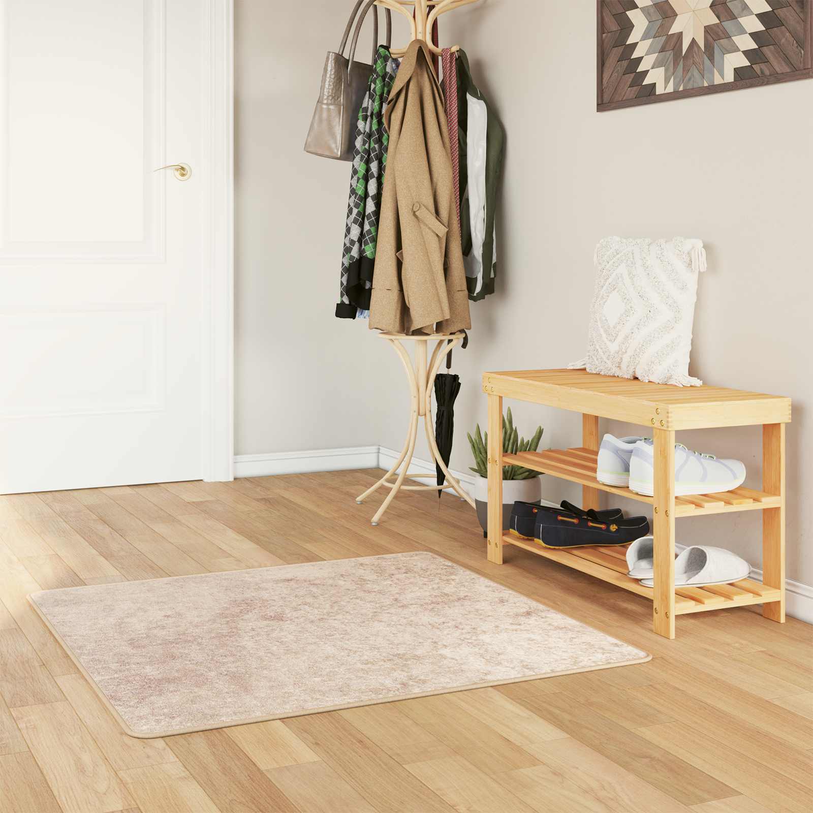 vidaXL Chodnik dywanowy MARSA Beżowy 100 x 100 cm Poliester i PVC