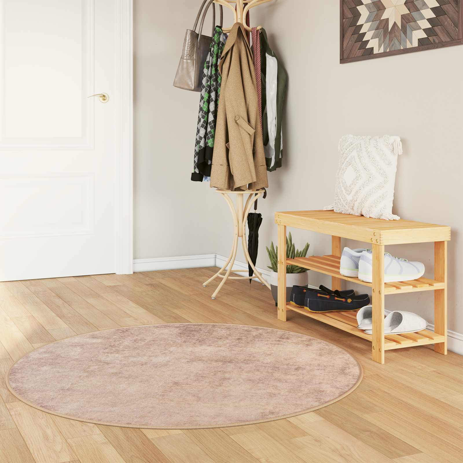 vidaXL Chodnik dywanowy MARSA piaskowy 120 x 120 cm Poliester i PVC