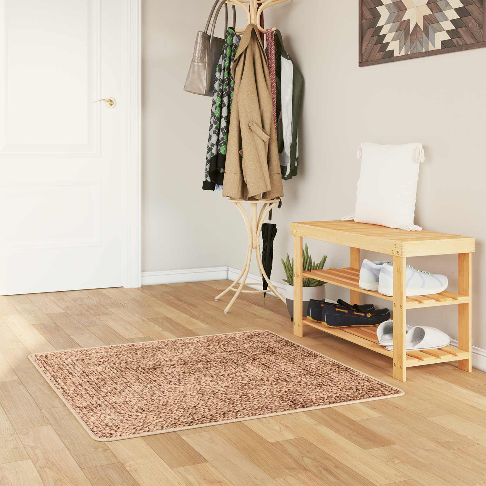 vidaXL Chodnik dywanowy MARSA Żółty 100 x 100 cm Poliester i PVC