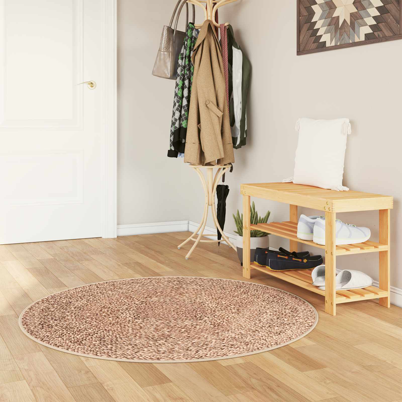 vidaXL Chodnik dywanowy MARSA Żółty 120 x 120 cm Poliester i PVC
