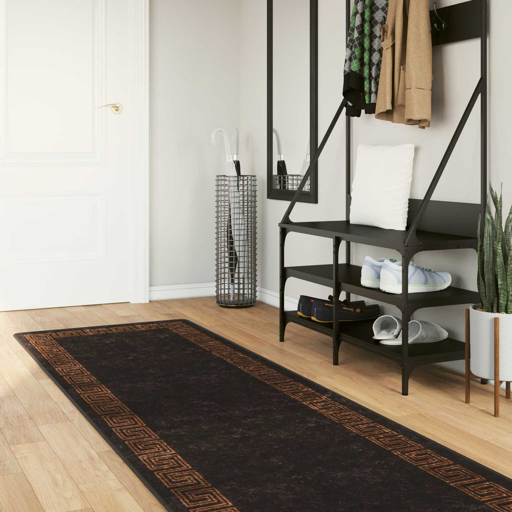 vidaXL Chodnik dywanowy MARSA Czarny 80 x 450 cm Poliester i PVC