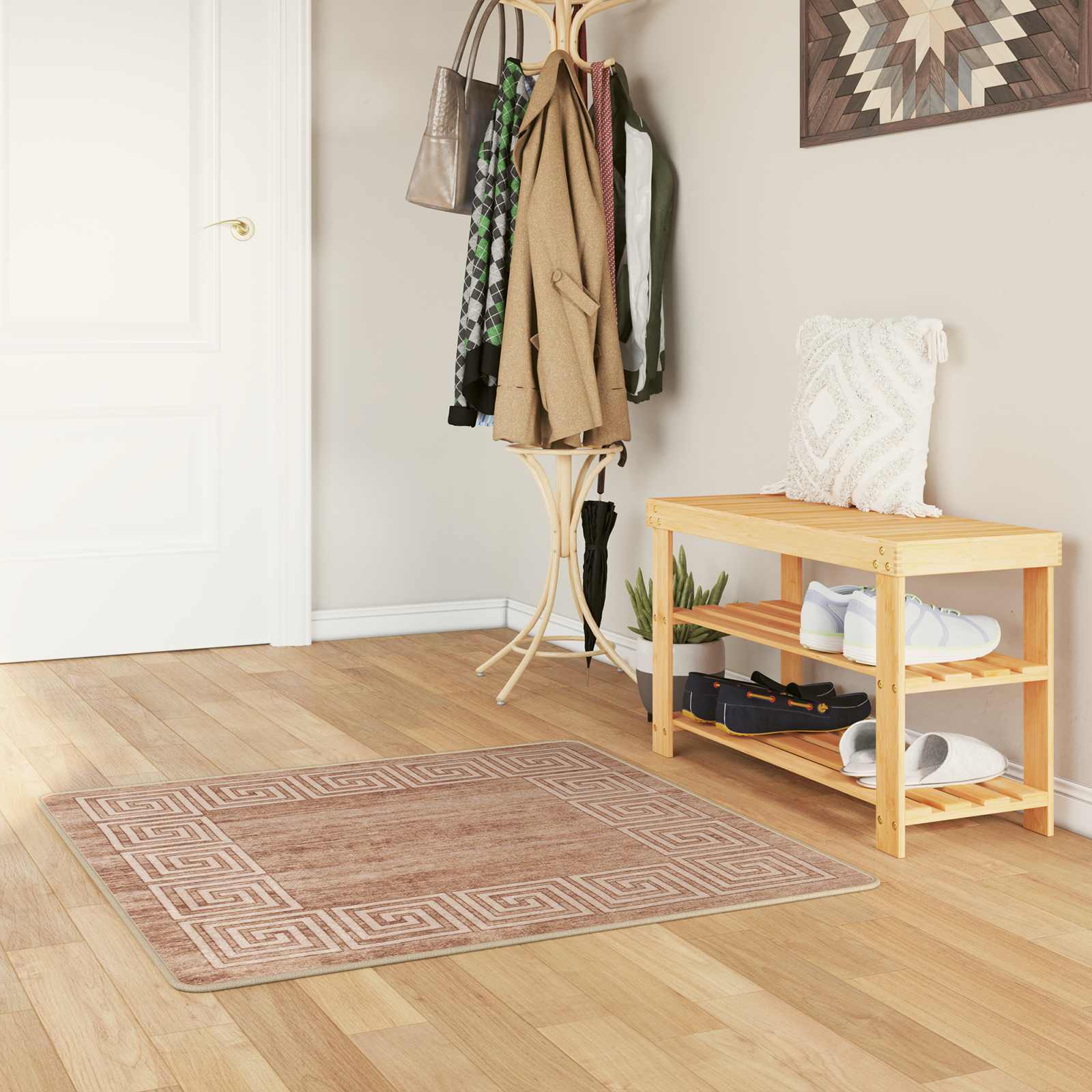 vidaXL Chodnik dywanowy MARSA Biały 100 x 100 cm Poliester i PVC