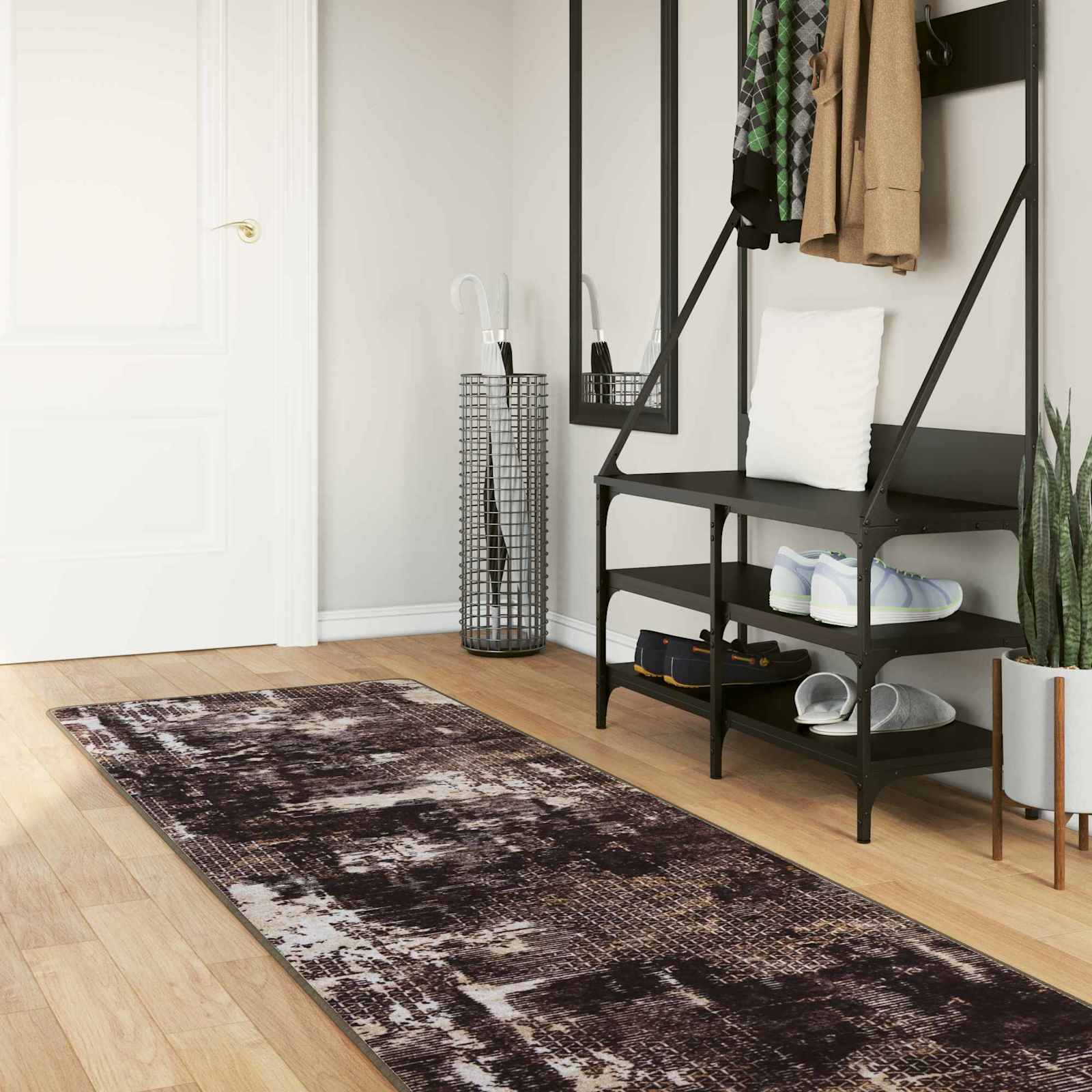 vidaXL Chodnik dywanowy MARSA Czarny 80 x 450 cm Poliester i PVC