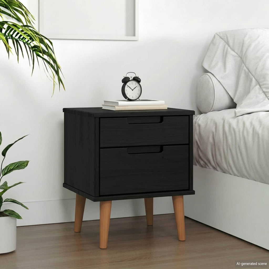 vidaXL Szafka Nocna MOLDE Czarny 40 x 35 x 48 cm Lite drewno sosnowe
