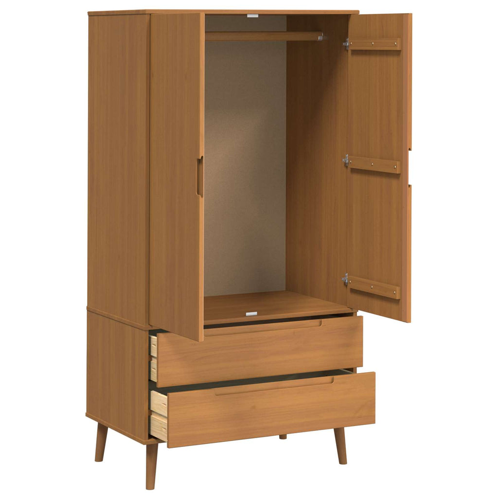 vidaXL Garderoba MOLDE Karmel 90 x 55 x 175 cm Lite drewno sosnowe