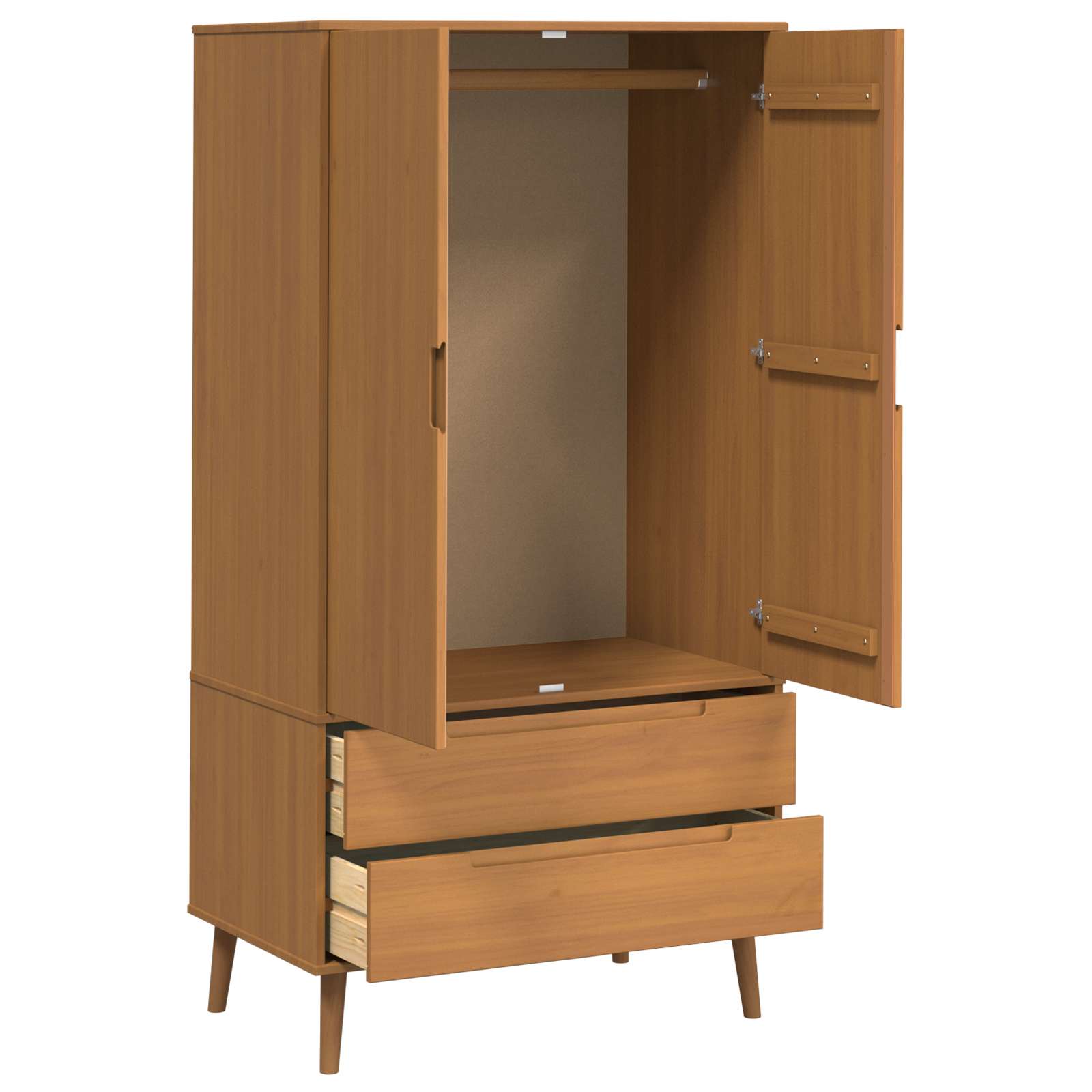 vidaXL Garderoba MOLDE Karmel 90 x 55 x 175 cm Lite drewno sosnowe