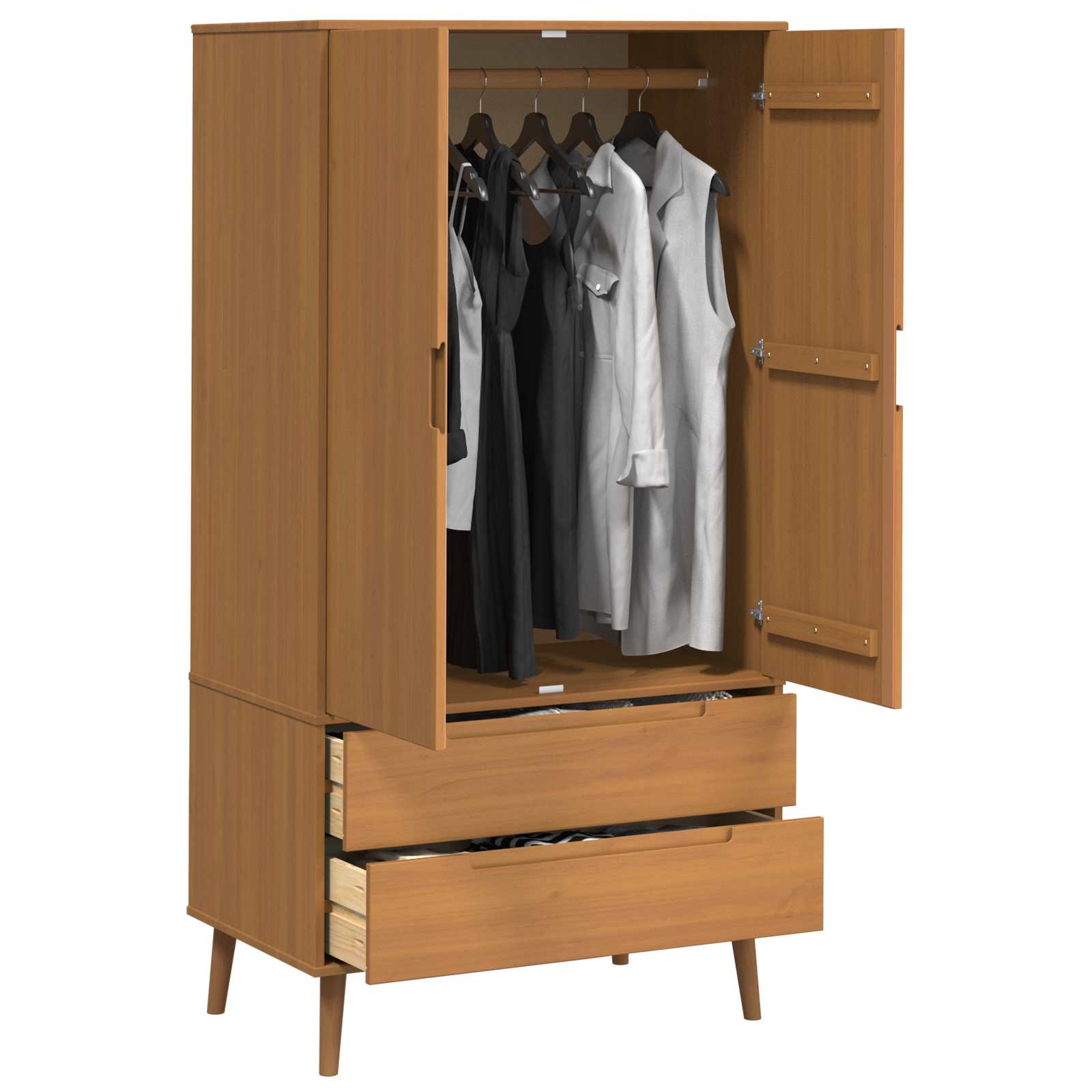 vidaXL Garderoba MOLDE Karmel 90 x 55 x 175 cm Lite drewno sosnowe