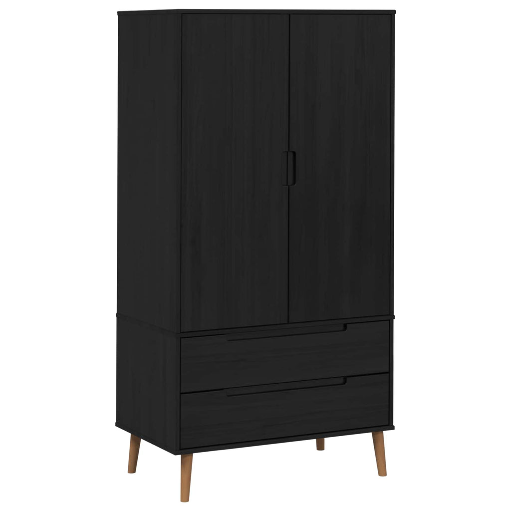 vidaXL Garderoba MOLDE Czarny 90 x 55 x 175 cm Lite drewno sosnowe