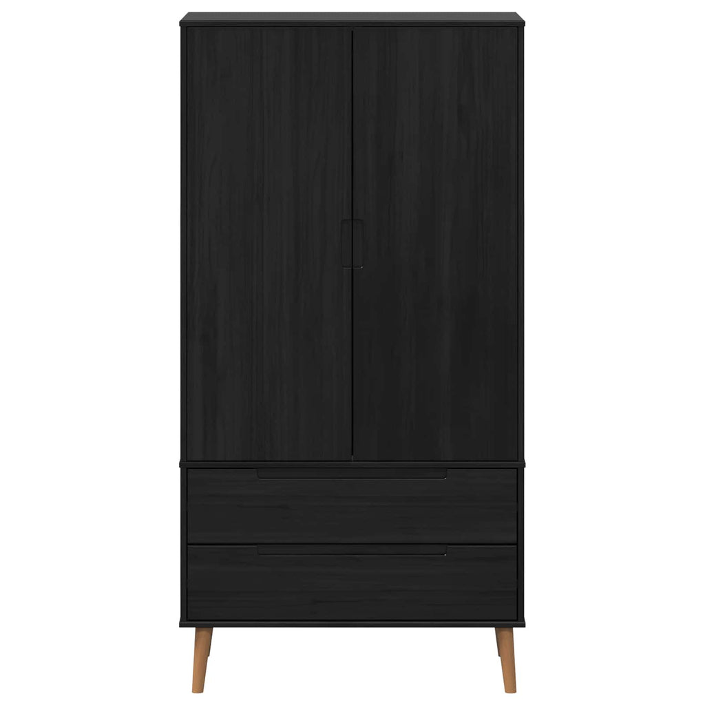 vidaXL Garderoba MOLDE Czarny 90 x 55 x 175 cm Lite drewno sosnowe